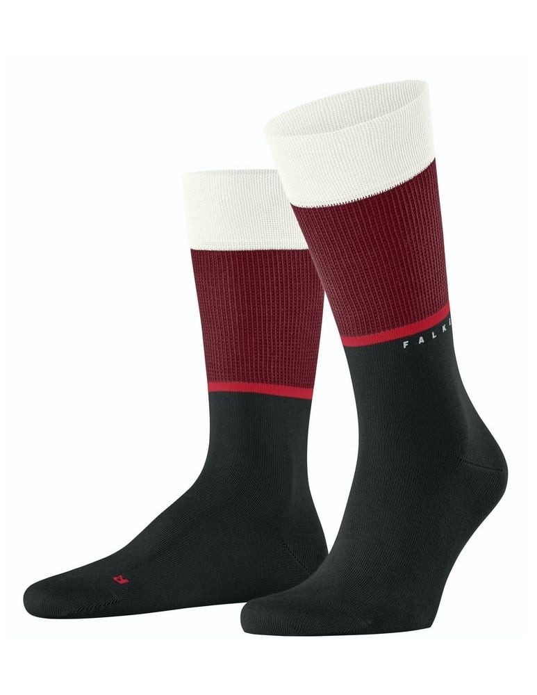 FALKE Socken Tagessocke Crew Unlimited (modisches Design, Bio-Baumwolle) schwarzrot