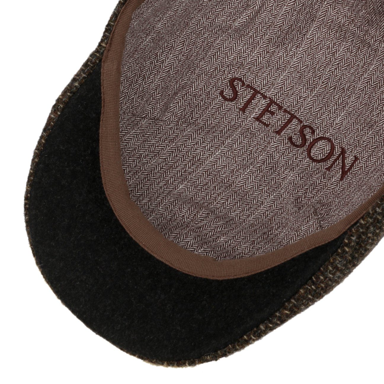 in (1-St) mit braun Cap Flatcap the Schirm, Stetson Made Flat EU