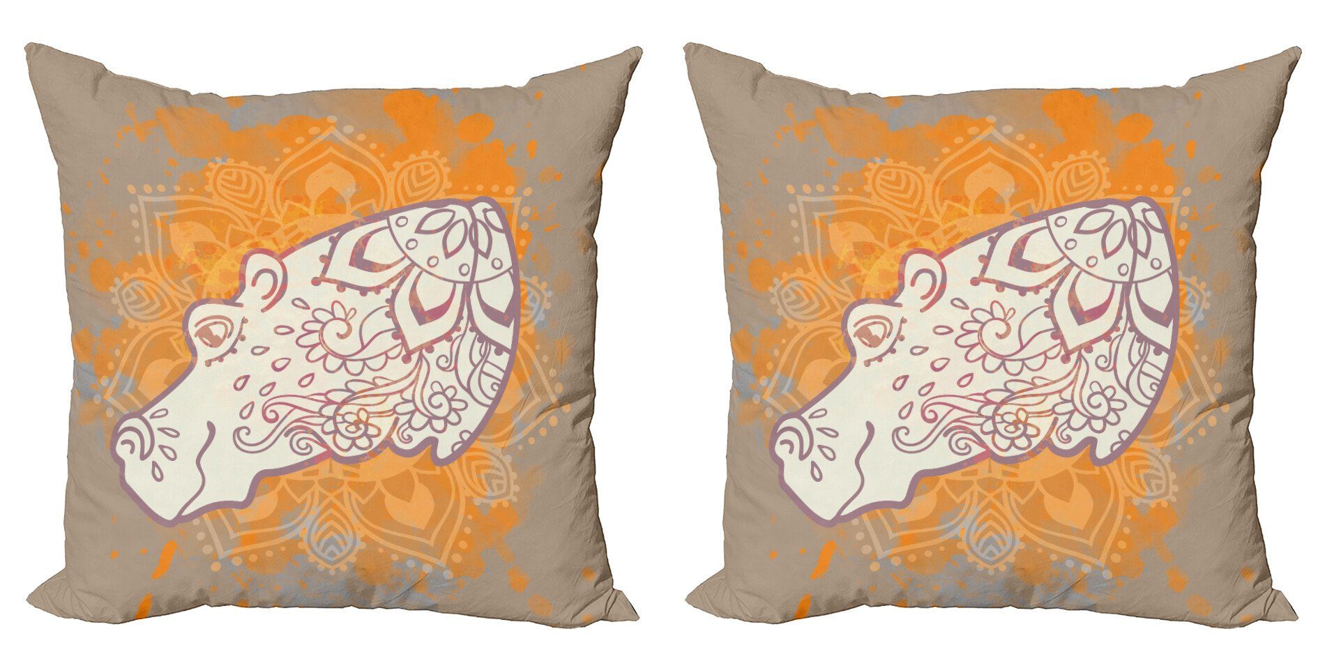 Abakuhaus Nilpferd Kissenbezüge Design (2 Digitaldruck, Accent Modern Hippo Doppelseitiger Stück), Blumenmotive