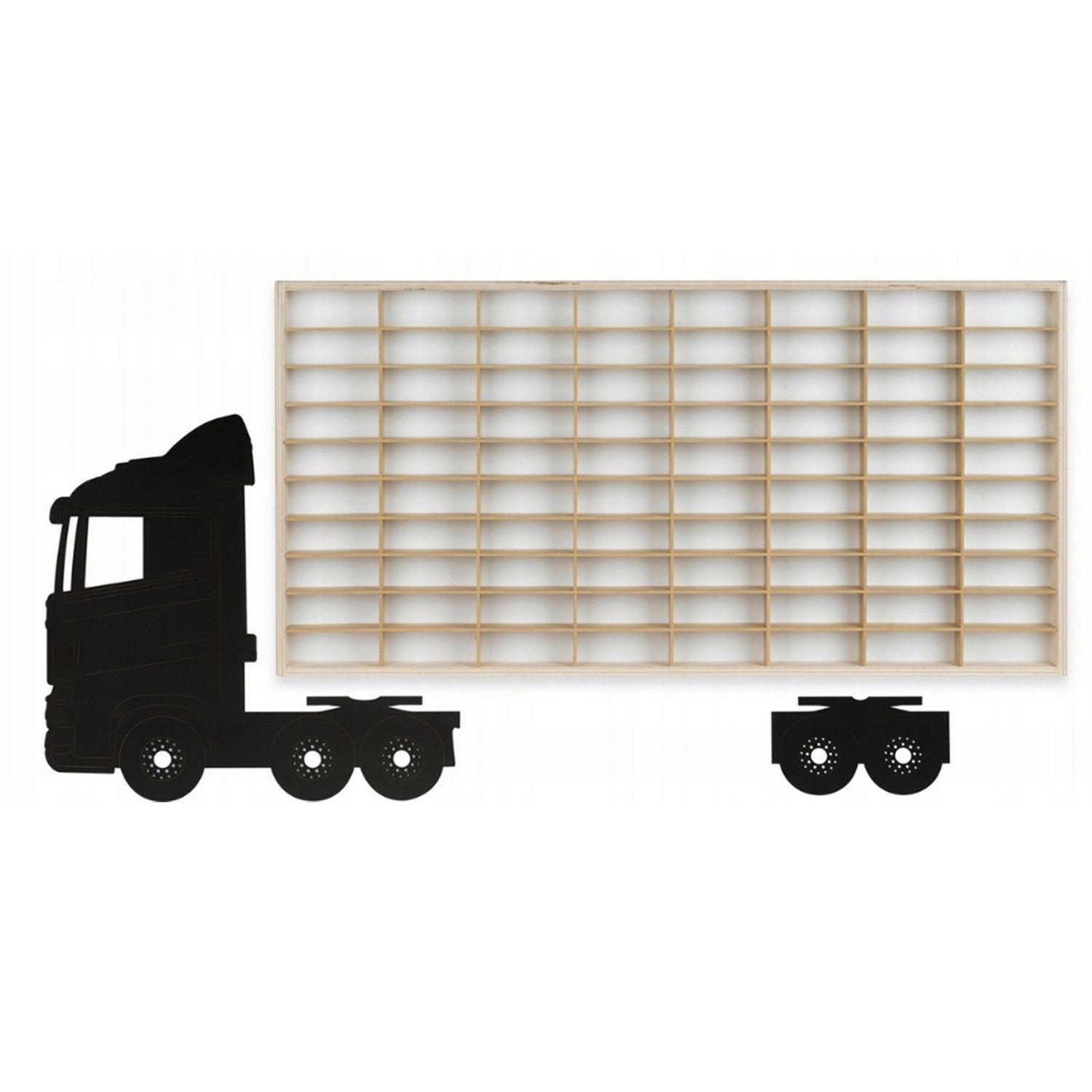 ART TWIST HOME Wandregal Modellauto Display-Regal 80 Fächer 1:64 Autos Holz 78x40cm Wand, Sammelvitrine TIR Schwarz Setzkasten Aufbewahrung Kinderzimmer