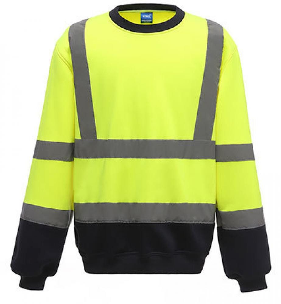 YOKO Warnschutz-Shirt High Visibility Sweatshirt Sicherheitspullover Unisex