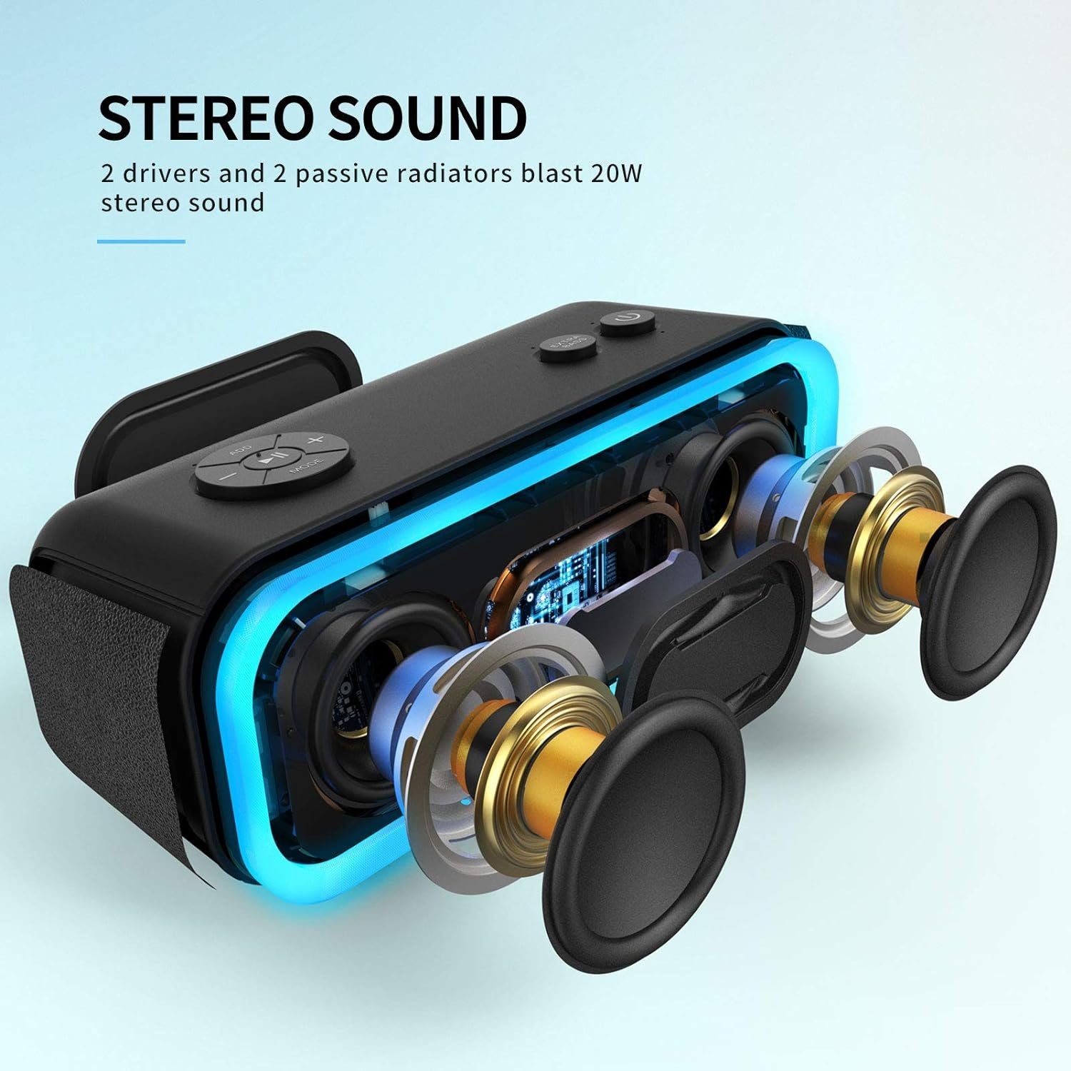 Wasserdicht, 20 20h W, IPX6 Mehrfarbige Bluetooth-Lautsprecher Lichter, (Bluetooth, Stereo Akku, 20W, Stereokopplung) DOSS