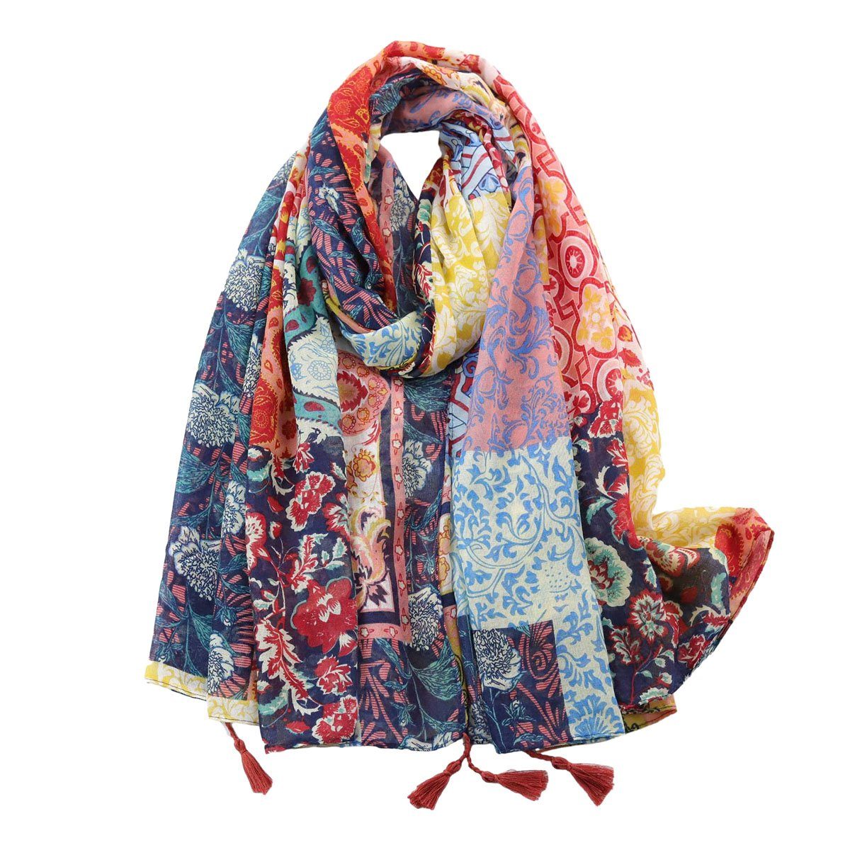 Jormftte Modeschal Schal für Frauen,leichte Blumenblumenschals,für Frühling, Herbst Mehrfarbig1