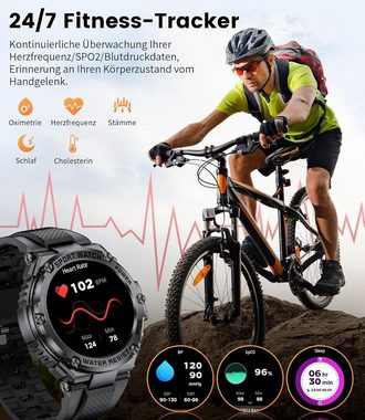 Lige Smartwatch (1,5 Zoll, Andriod iOS), Herren mit Telefonfunktion mit SpO2 123 Sportmodi Wasserdicht Männer