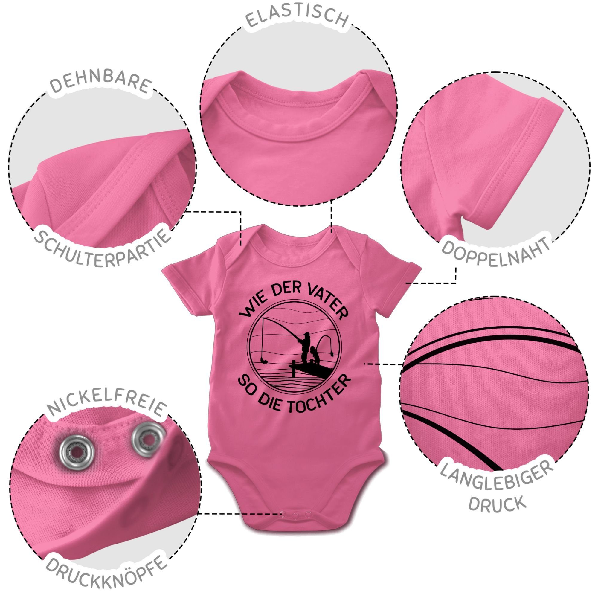 angeln Vater Vatertag die Wie Fishing so Shirtracer Tochter Baby 3 Pink Shirtbody Geschenk der - Angler