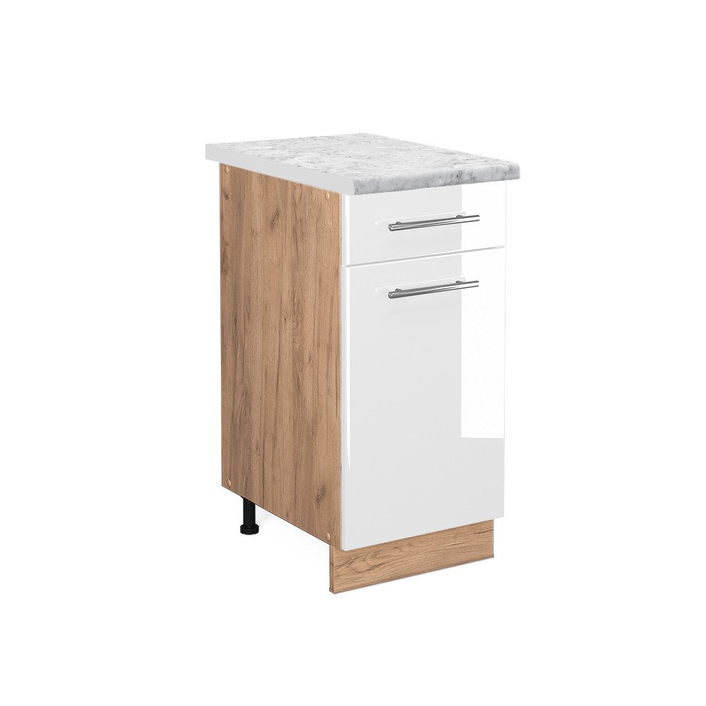 Vicco Unterschrank Fame-Line, Weiß Hochglanz/Goldkraft Eiche, günstig online kaufen
