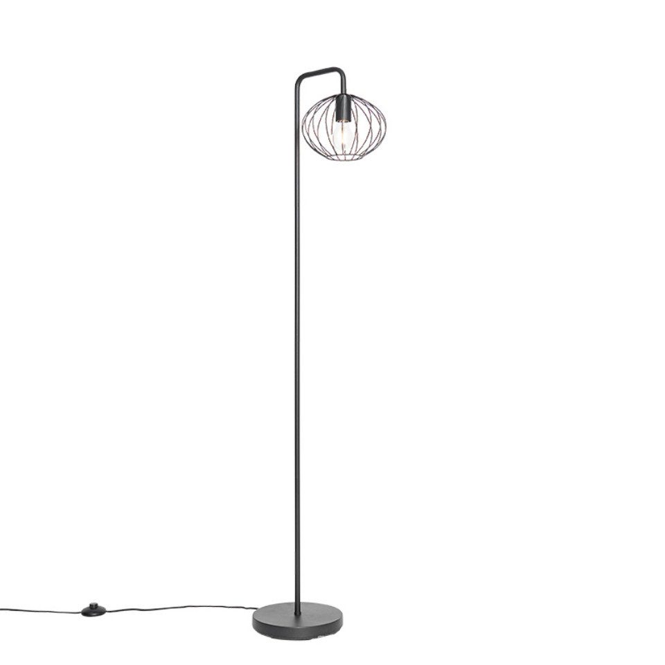 Qazqa Stehlampe Margarita, ohne Leuchtmittel, Warmweiß, QAZQA Stehlampe, e27, Schwarz, Stahl, Design