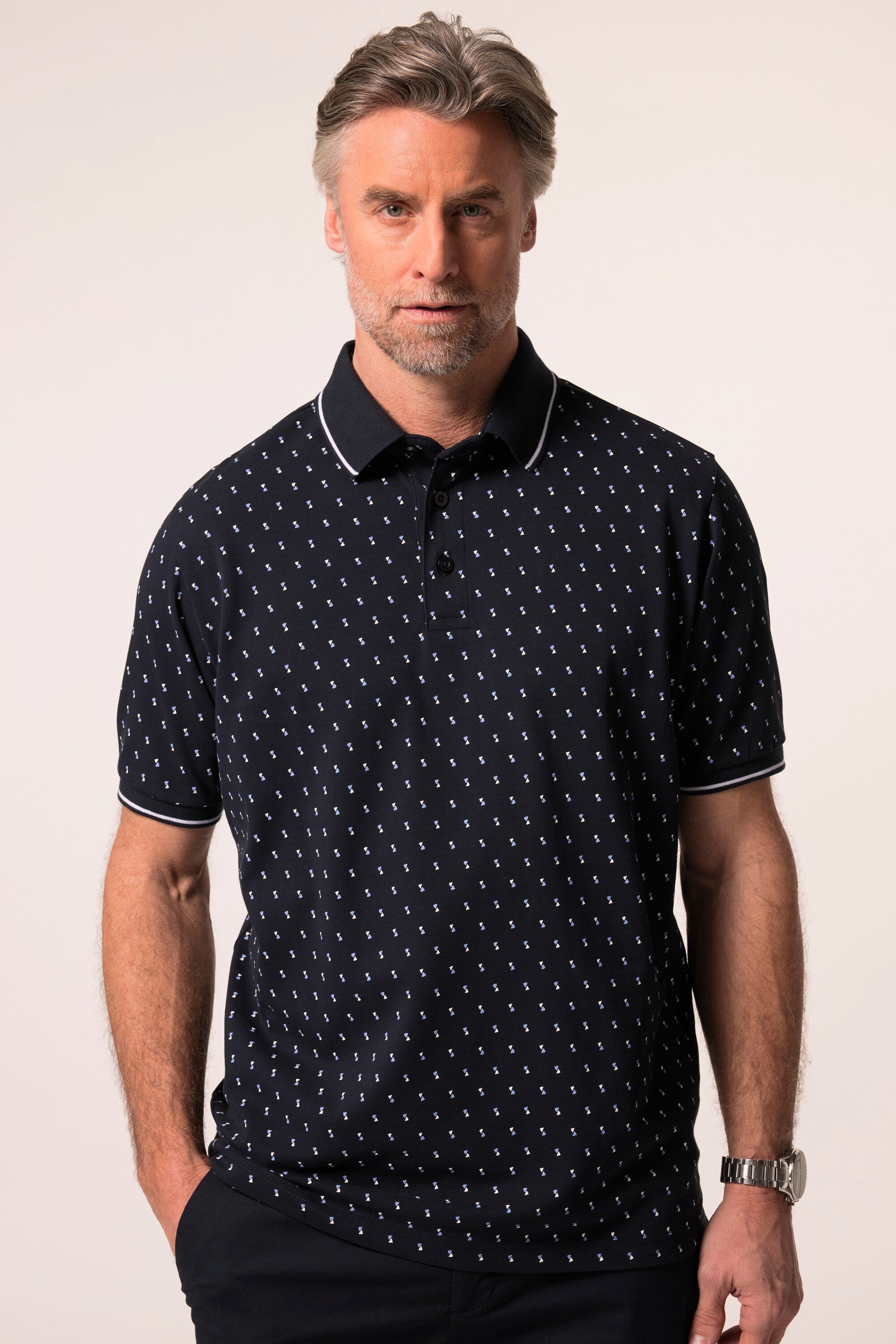 Boston Park Poloshirt Boston Park Poloshirt Halbarm Piqué Alloverprint günstig online kaufen