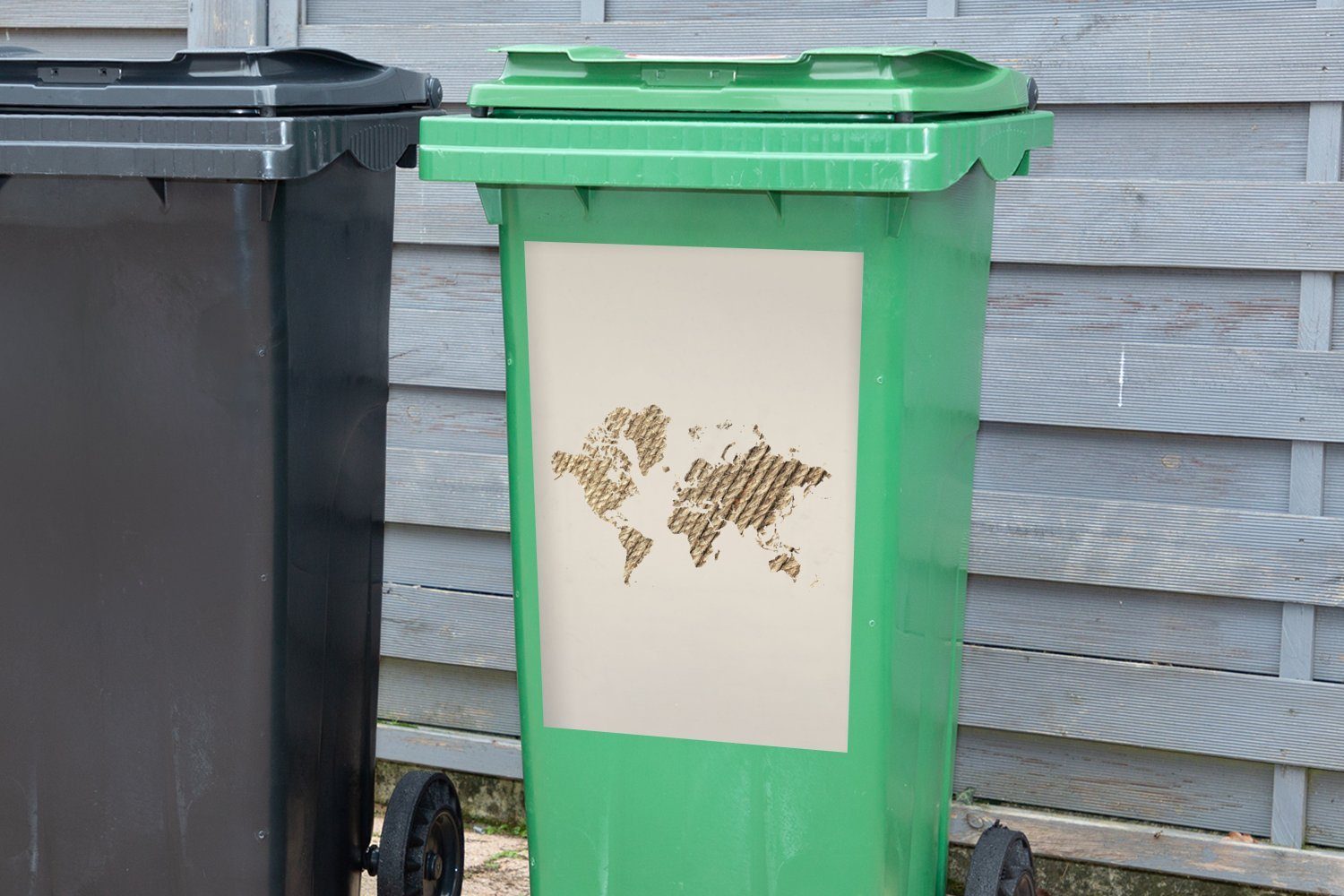 Seil Container, Abfalbehälter Weltkarte Design Wandsticker (1 - Mülltonne, Sticker, - St), MuchoWow Mülleimer-aufkleber,