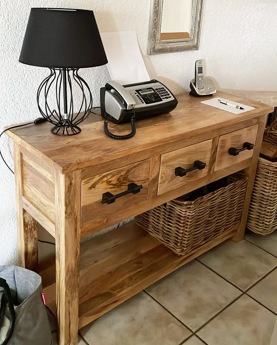 OPIUM OUTLET Kommode Asia Möbel Sideboard Konsole Schrank komplett montiert (Massivholz), Mangoholz naturbelassen, indisch asiatisch orientalisch, Landhaus-Stil
