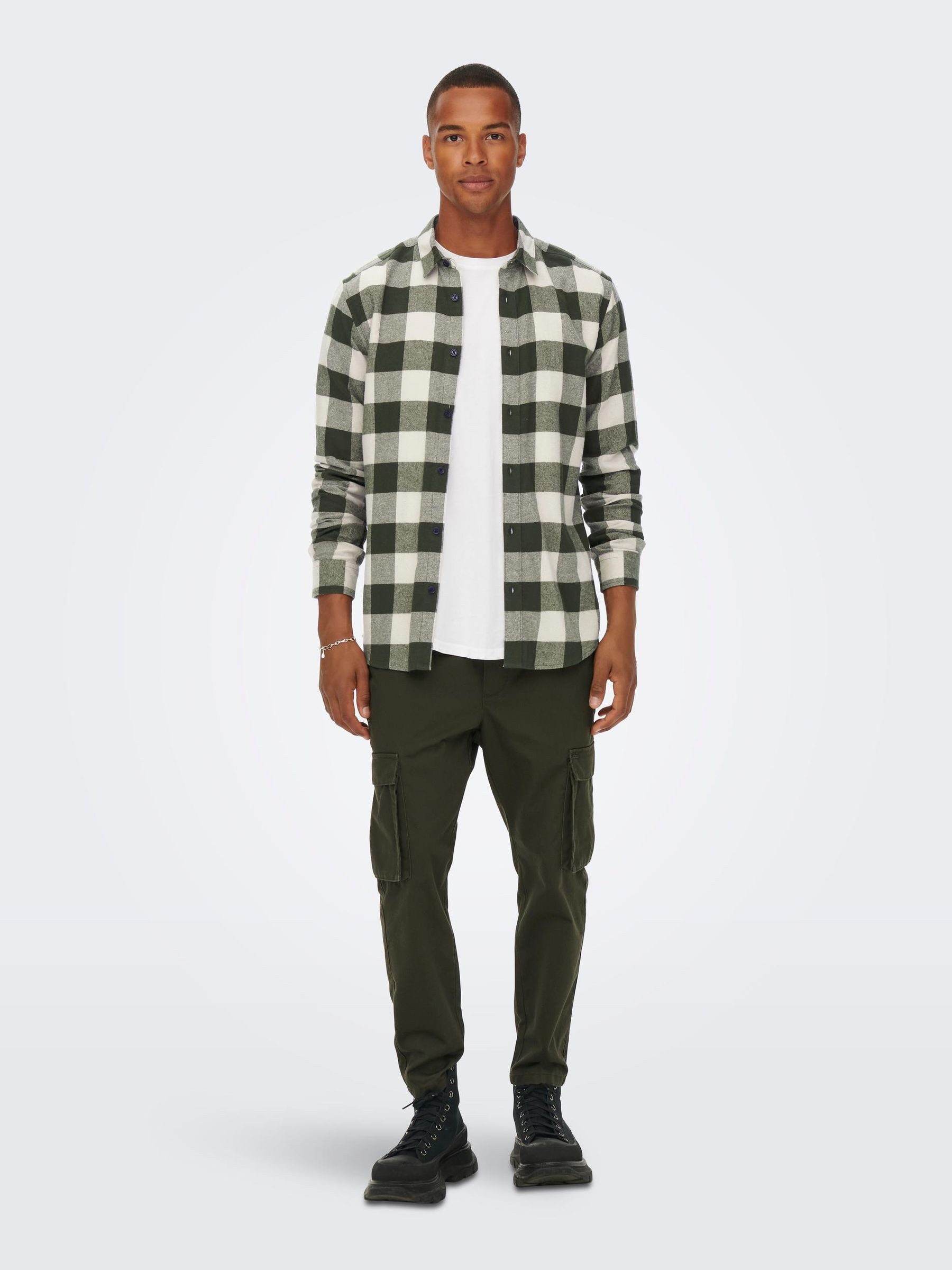 ONLY & SONS Langarmhemd Freizeit Karohemd Holzfäller Kariertes Flanellhemd (1-tlg) ONSGUDMUND LS CHECKED SHIRT NOOS