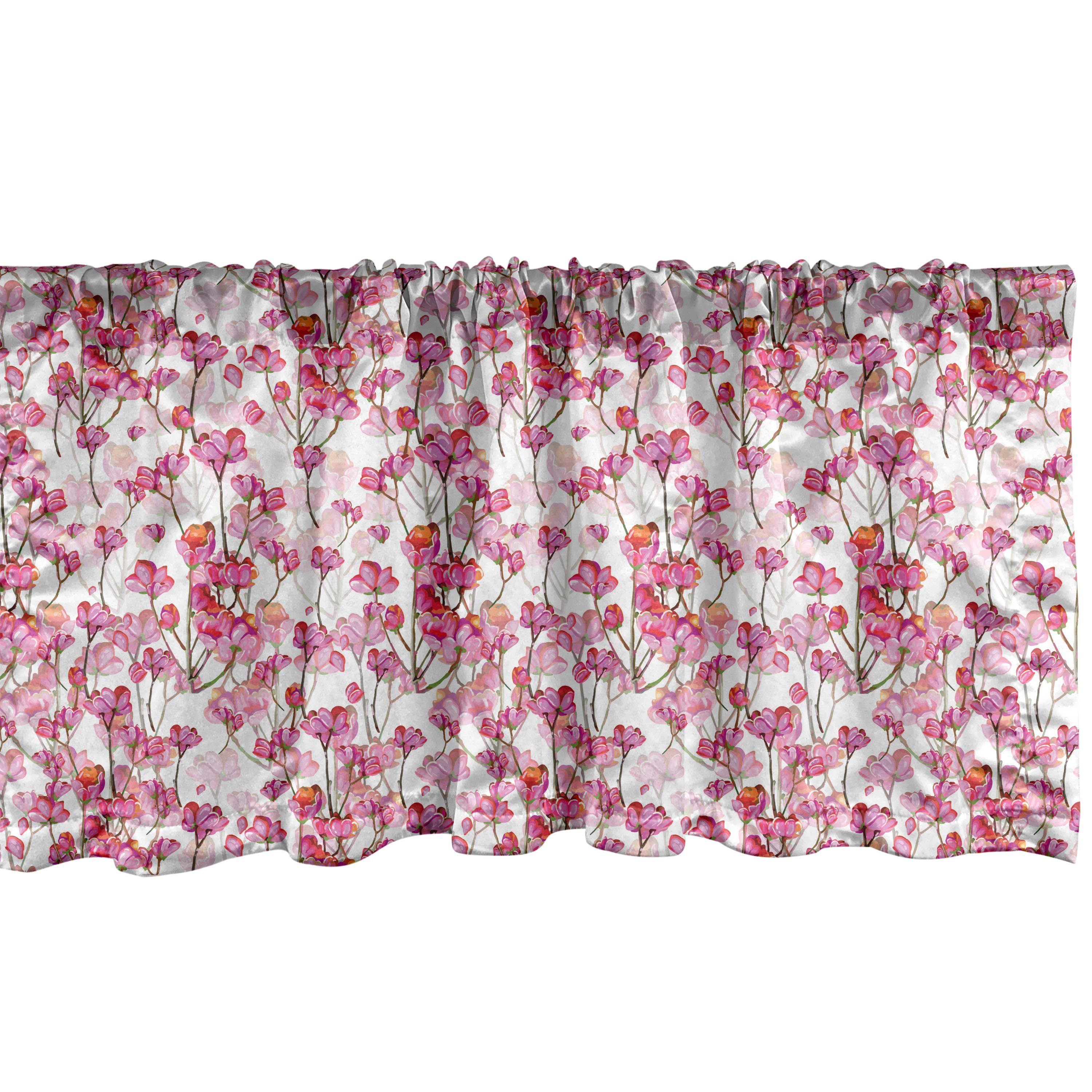 Scheibengardine Vorhang Volant für Küche Schlafzimmer Dekor mit Stangentasche, Abakuhaus, Microfaser, Kirschblüte Bubbly Petals