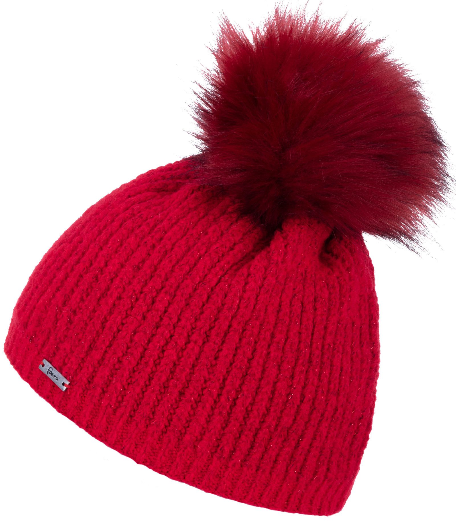 Faera Bommelmütze (1-St) Damen Bommelmütze Wintermütze gefüttert leichter Glitzer Fleecefutter
