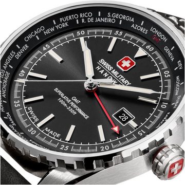 Swiss Military Hanowa Quarzuhr AFTERBURN GMT, Armbanduhr, Herrenuhr, Schweizer Uhr, Swiss Made, Datum, Saphirglas