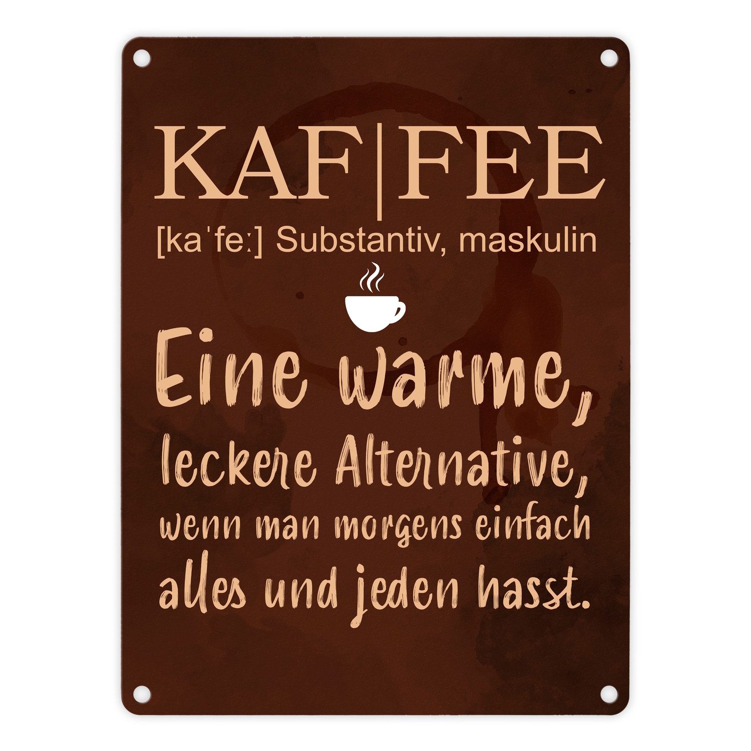 Metallschild Kaffee - Metallschild mit Wortdefinition
