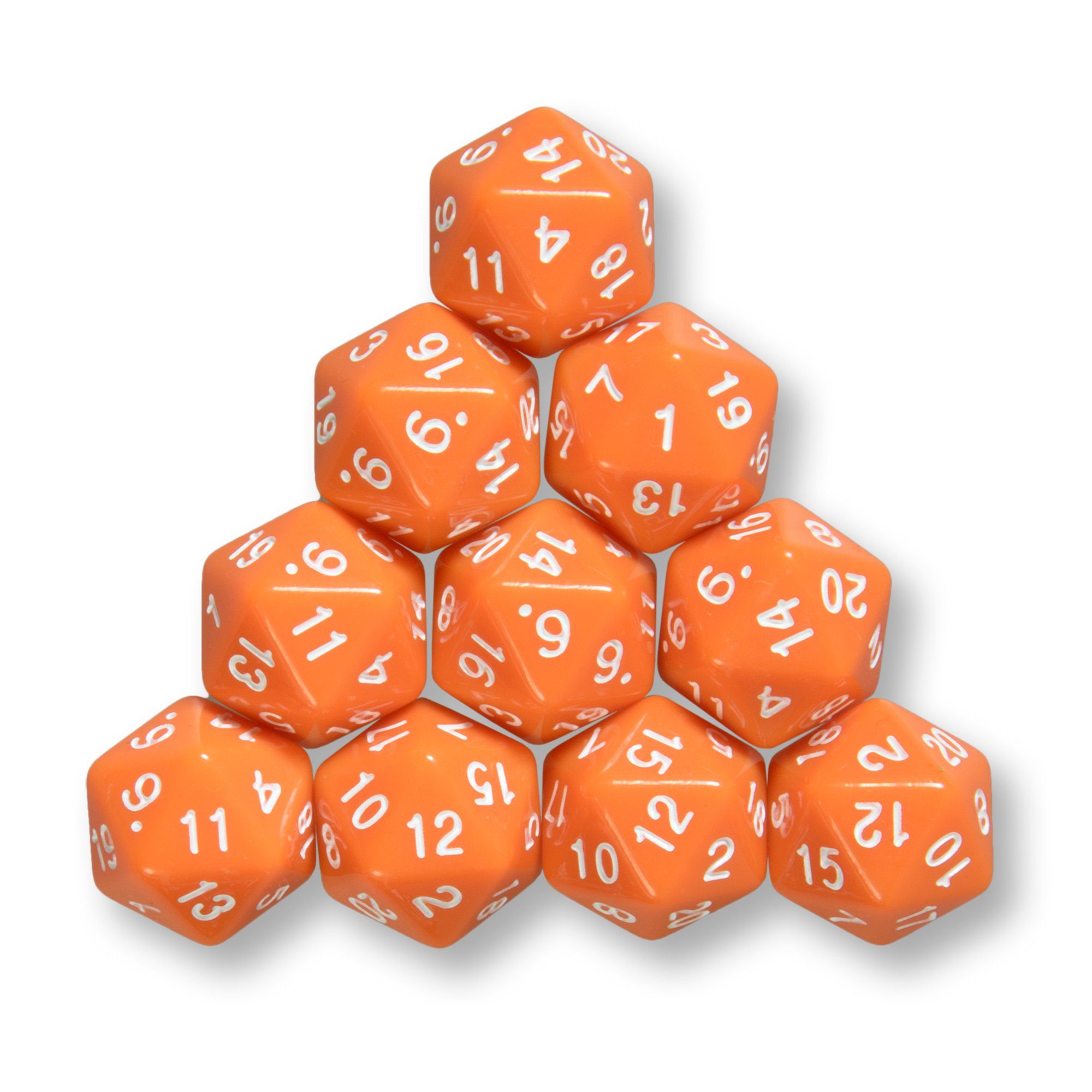 SHIBBY Spielesammlung, 10x polyedrische W20 Würfel für Rollen- und Tabletopspiele Orange