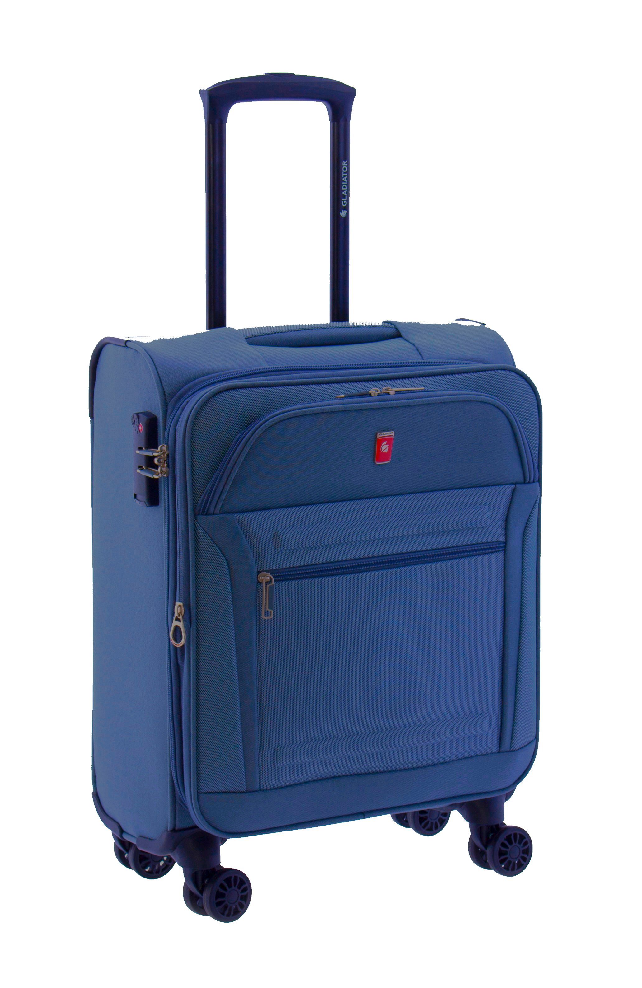 GLADIATOR Weichgepäck-Trolley Scirocco - 78, 68, 55cm - grau, brau, blau, Dehnfalte, TSA