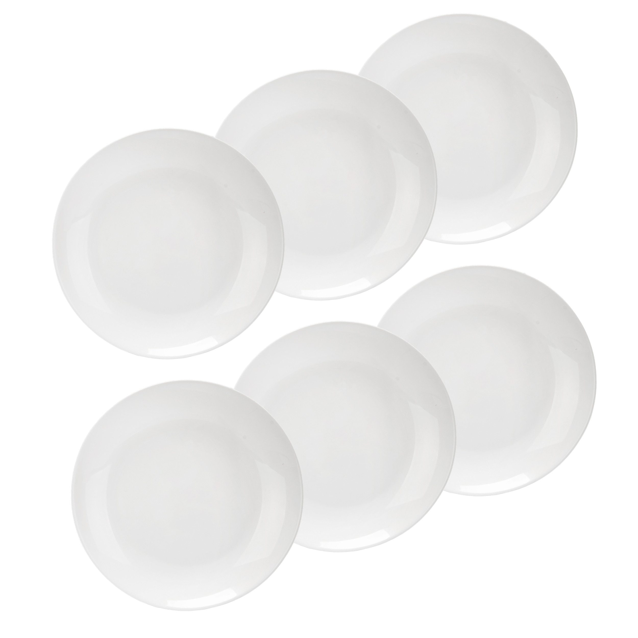 Annastore Geschirr-Set 6er Set Opalglas Teller - Speiseteller Suppenteller Dessertteller, 6 Personen, Schalen, Müslischalen, Bruchfest, Stoßfest, Weißes Geschirr