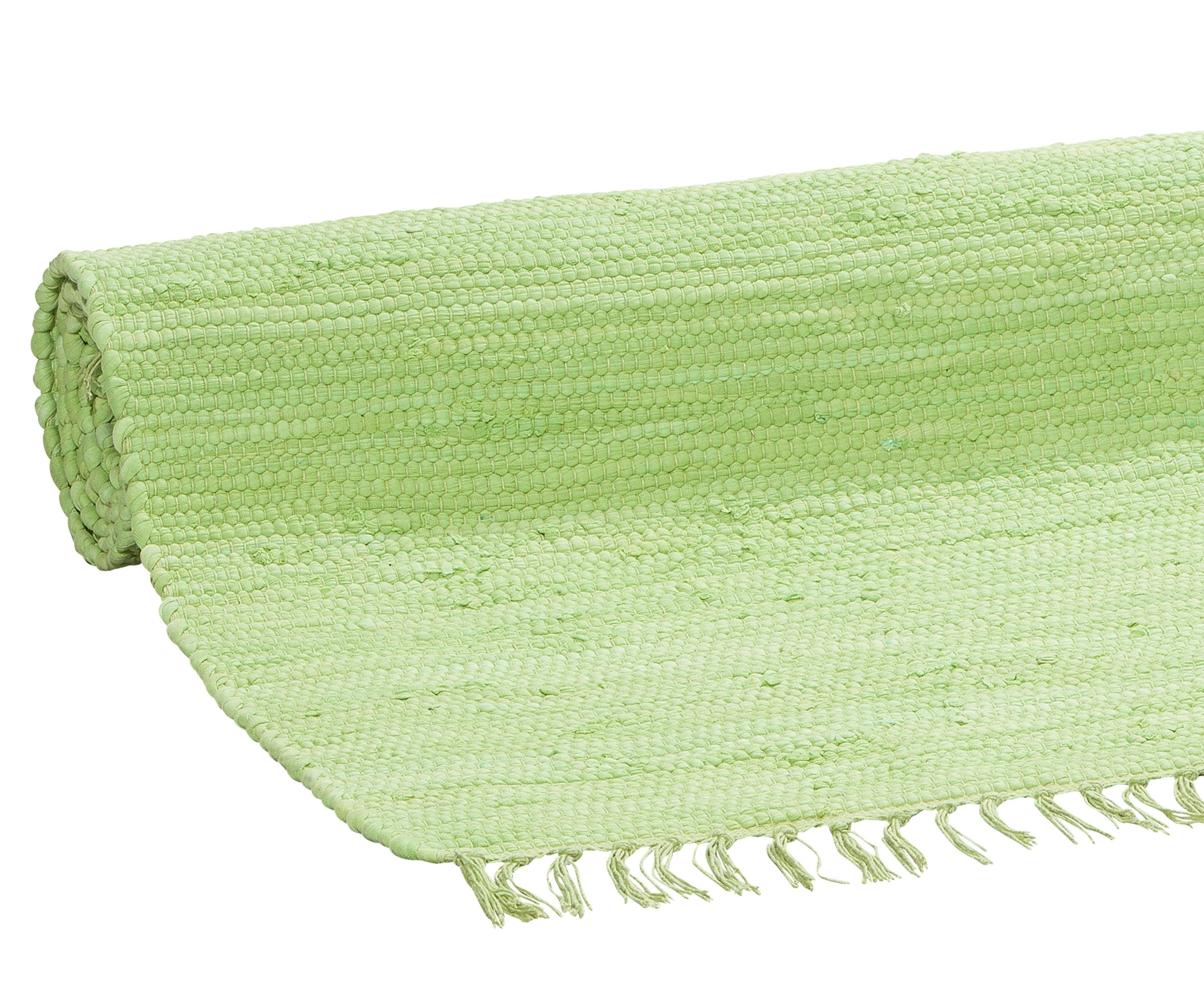 Baumwolle, beidseitig 5 Lüttenhütt, Höhe: Paul, grün mit handgewebt, Fransen Läufer 100% mm, rechteckig, verwendbar,