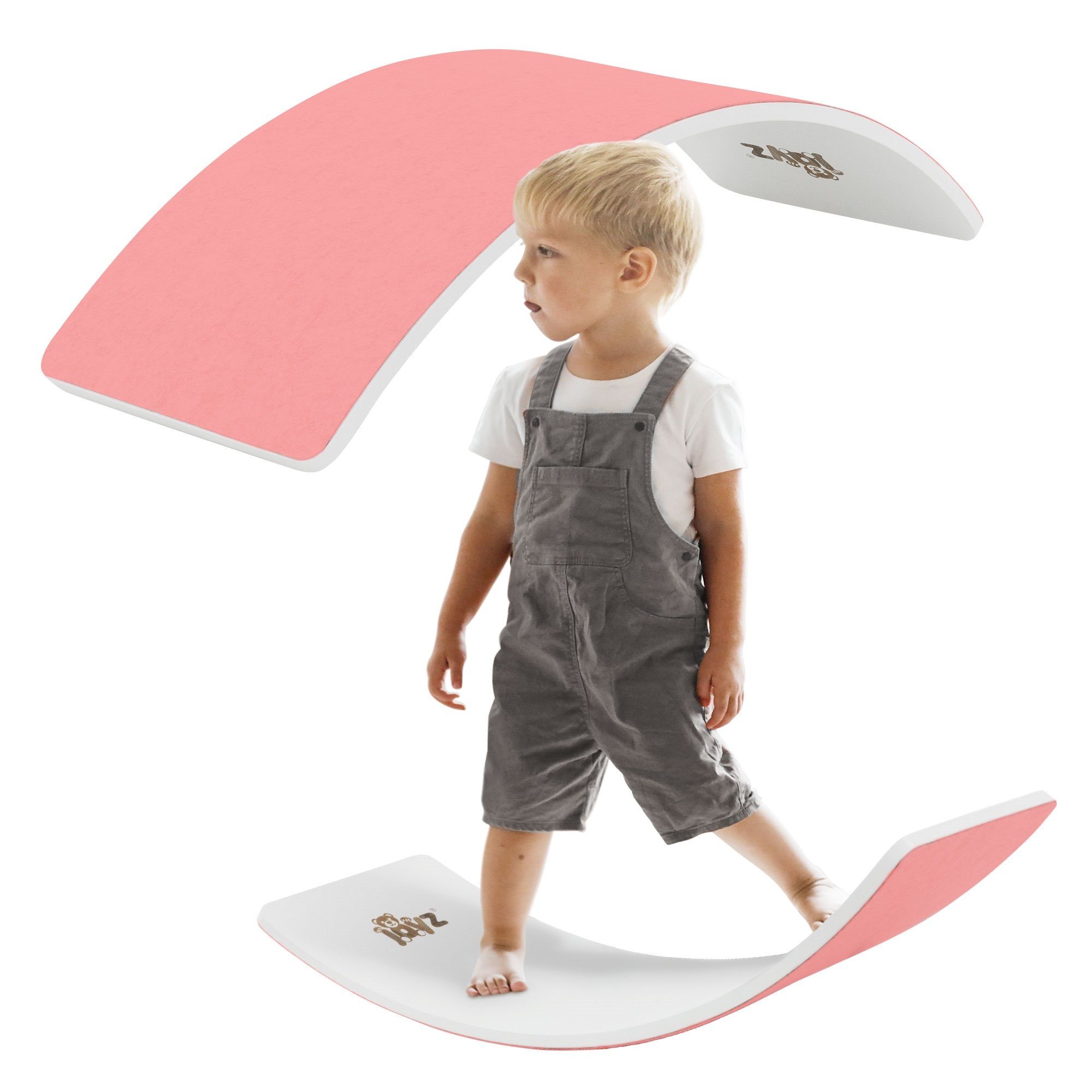 Joyz Balanceboard Kinder Balancebrett, Erwachsene Spielzeug Weiß Wippe Pink Montessori Jahre & Anti-Rutsch ab 83x30cm Balance Filz mit 3 Balancierbrett