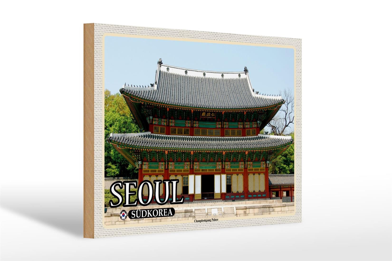 Femer GmbH Holzbild Reise 30x20cm Seoul Südkorea Changdeokgung Palace Deko, (1 St), Glatte Holzfaserplatte (MDF), vorn beschichtet