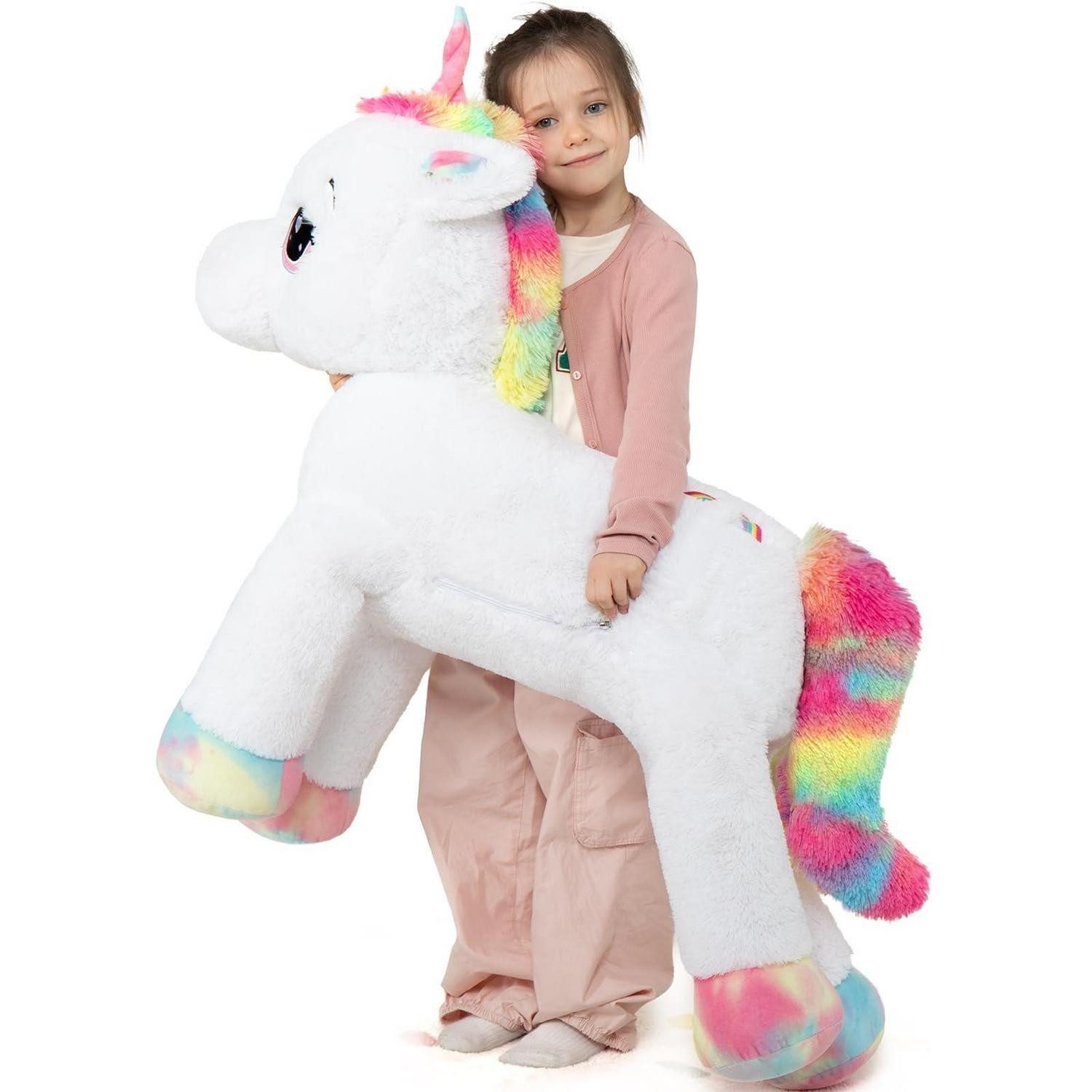 LuxusKollektion Kuscheltier Kuscheltier Einhorn Plüschtier XXL 110cm Geschenk Kinder Weiß