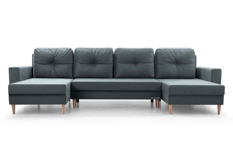 MOEBLO Wohnlandschaft CARL U, Ecksofa U-Form mit Schlaffunktion Eckcouch mit Bettkasten Sofa Couch Polsterecke U-Sofa - 300x137x84 cm, mit Bettkasten und Schlaffunktion