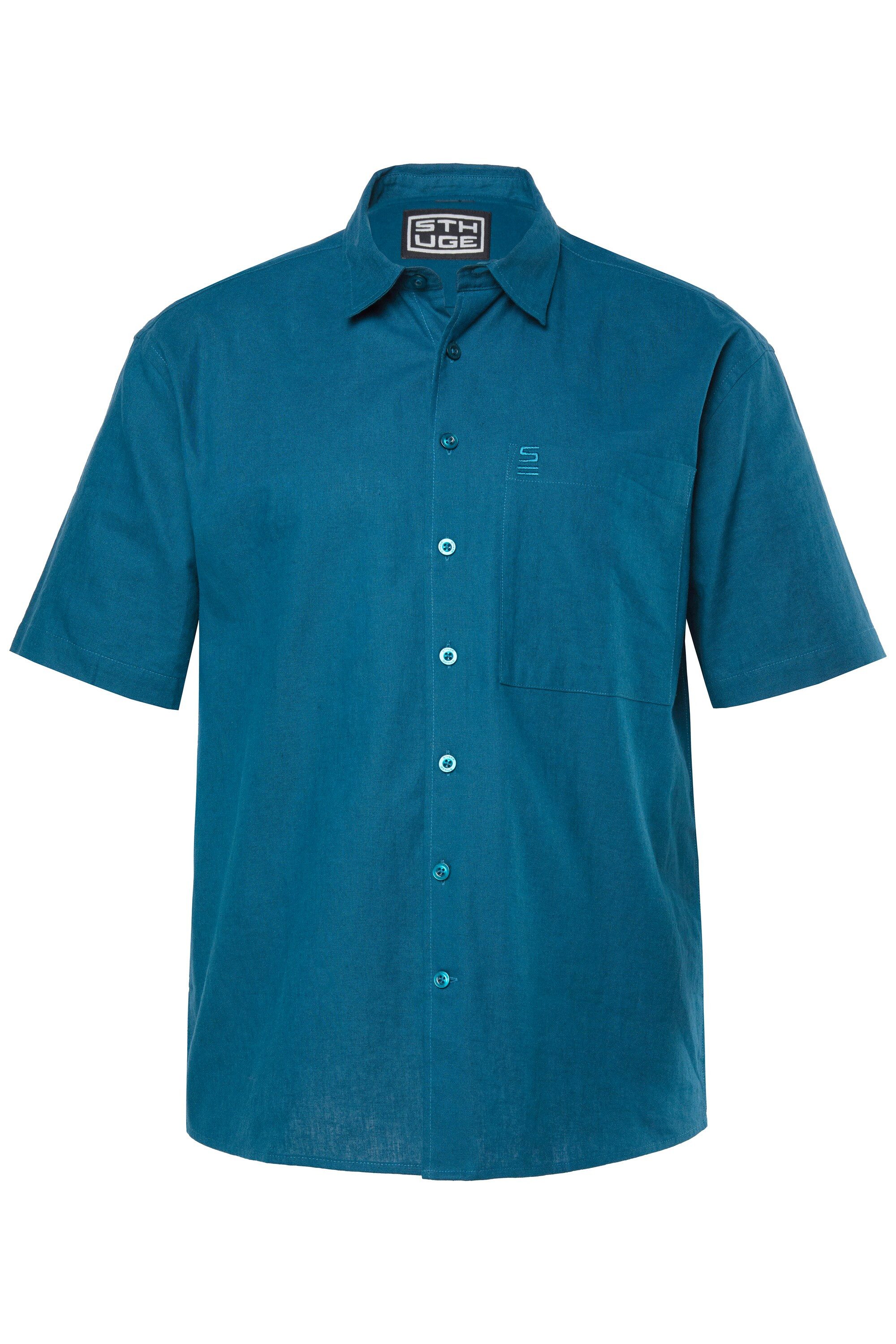 STHUGE Kurzarmhemd STHUGE Leinenmix-Hemd Halbarm Boxy Fit Kentkragen günstig online kaufen