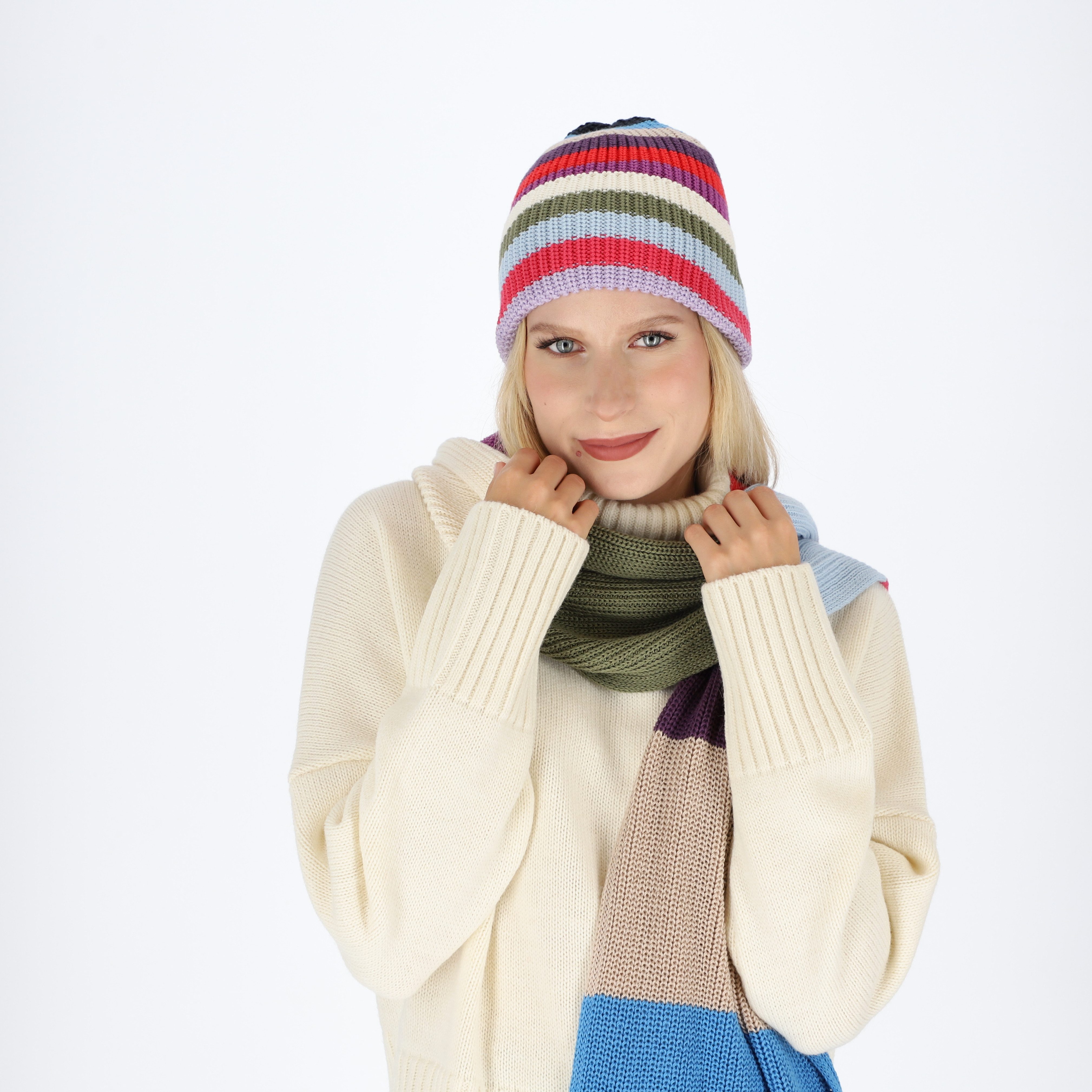 halsüberkopf Accessoires Strickmütze Ringel aus Bio-Baumwolle