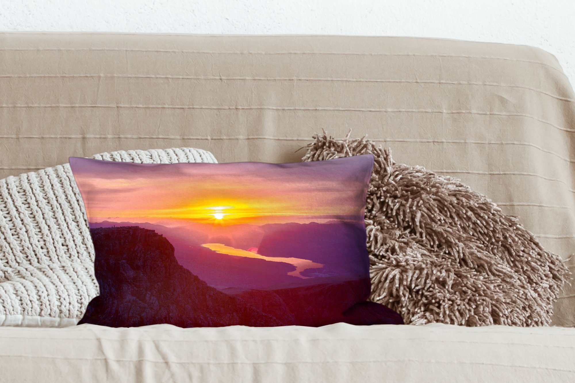MuchoWow Dekokissen Sonnenuntergang vom Dekoration, Dekokissen Zierkissen, Nevis Wohzimmer Schlafzimmer Ben Schottland, mit Füllung, in