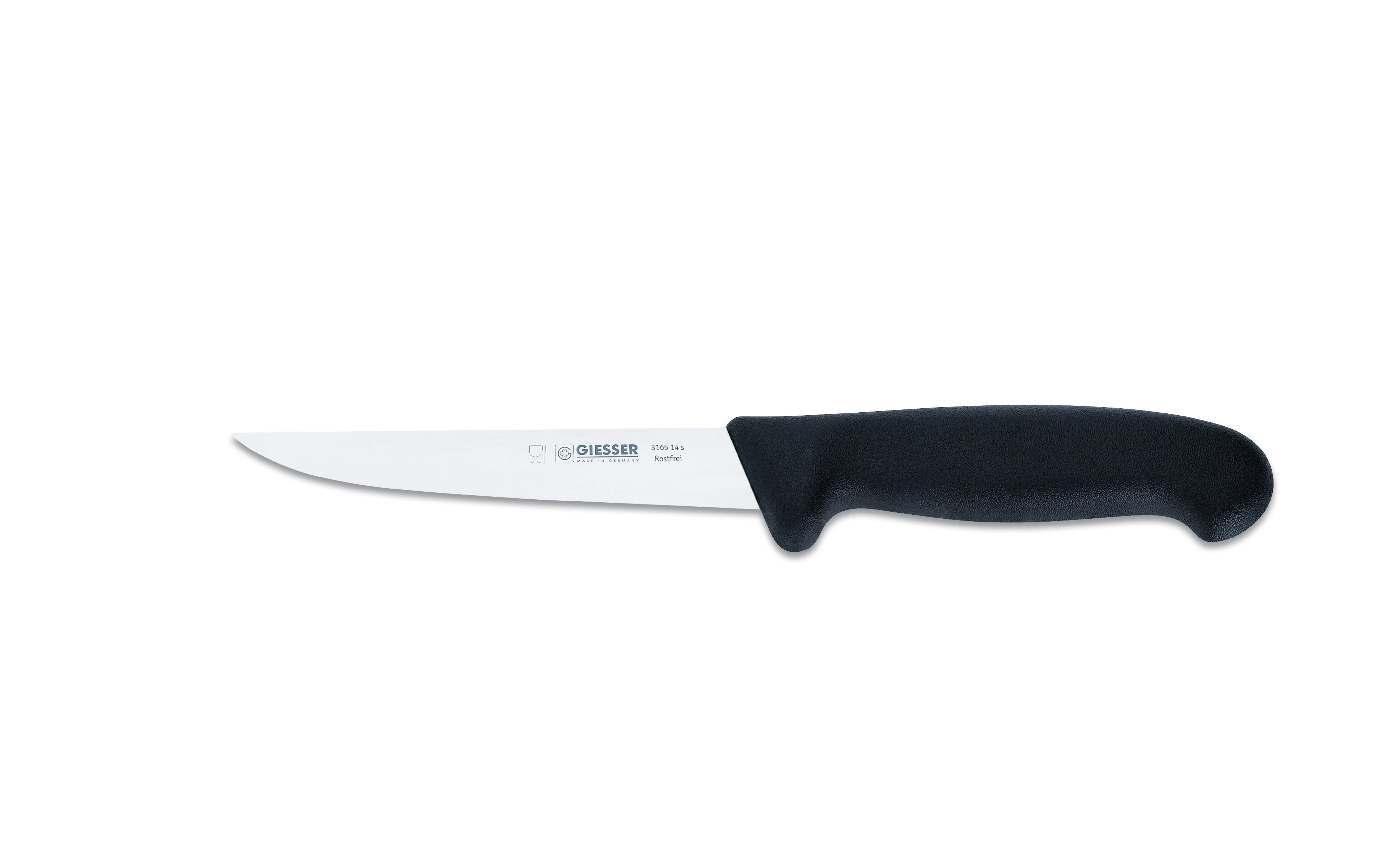 Giesser Messer Variante Klinge, stark, 12/14/16/18, 3165 Schwarz scharf Ausbeinmesser gerade