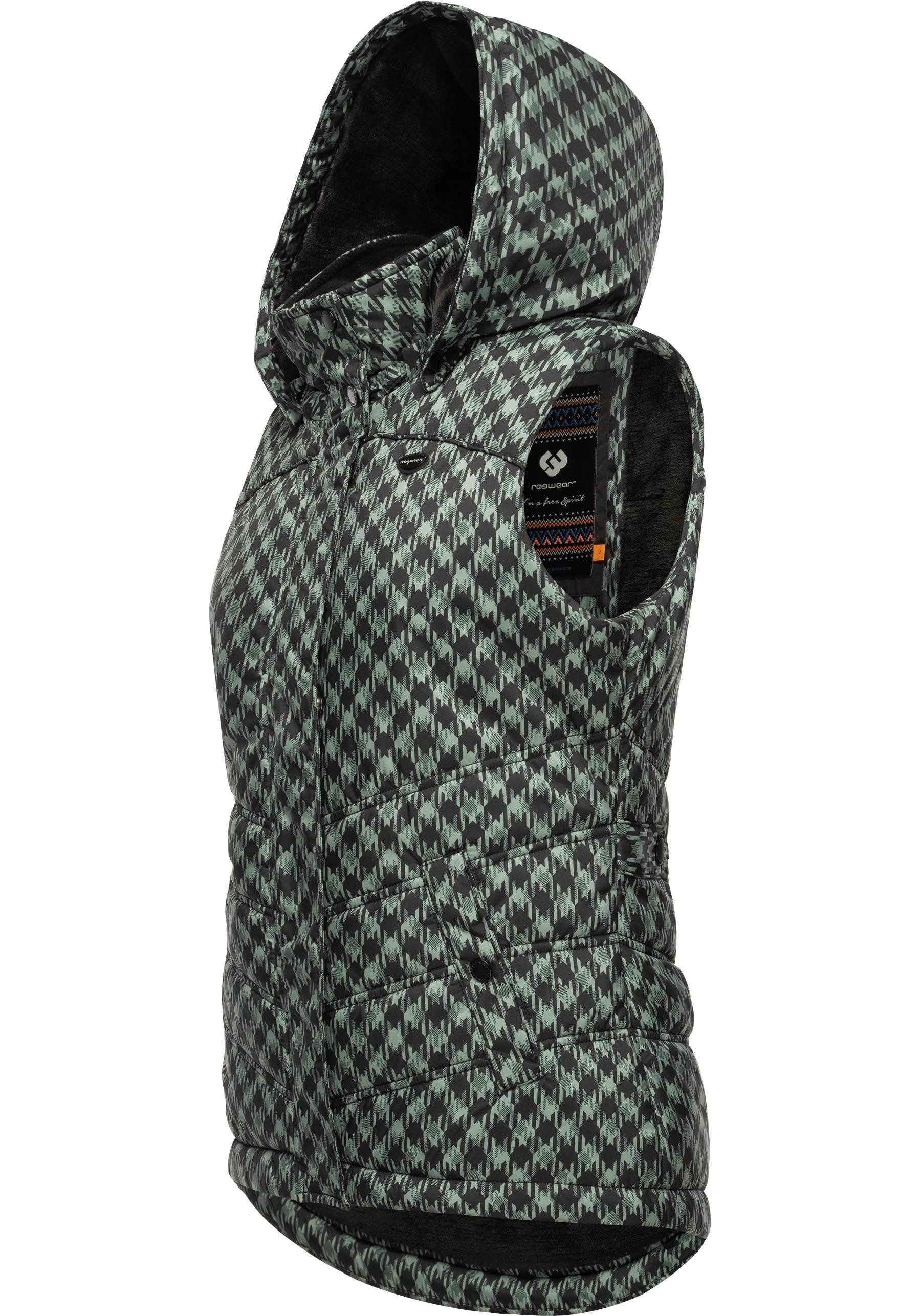 Ragwear Steppweste Hesty Print Weste mit abnehmbarer Kapuze und Hahnentritt Muster – Bild 2 von 5