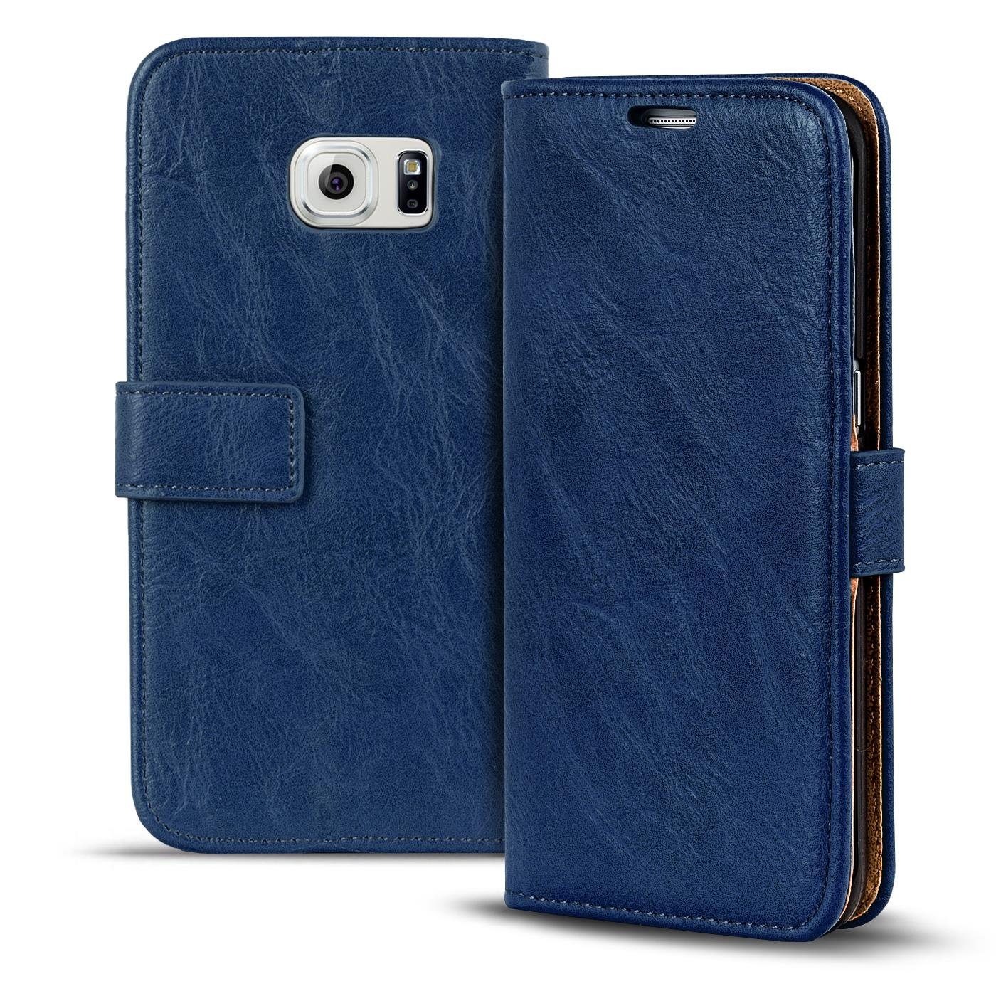 CoolGadget Handyhülle Retro Klapp Tasche Book Cover für Samsung Galaxy S6 Edge 5,1 Zoll, Schutzhülle Wallet Case Kartenfach Hülle für Samsung Galaxy S6 Edge