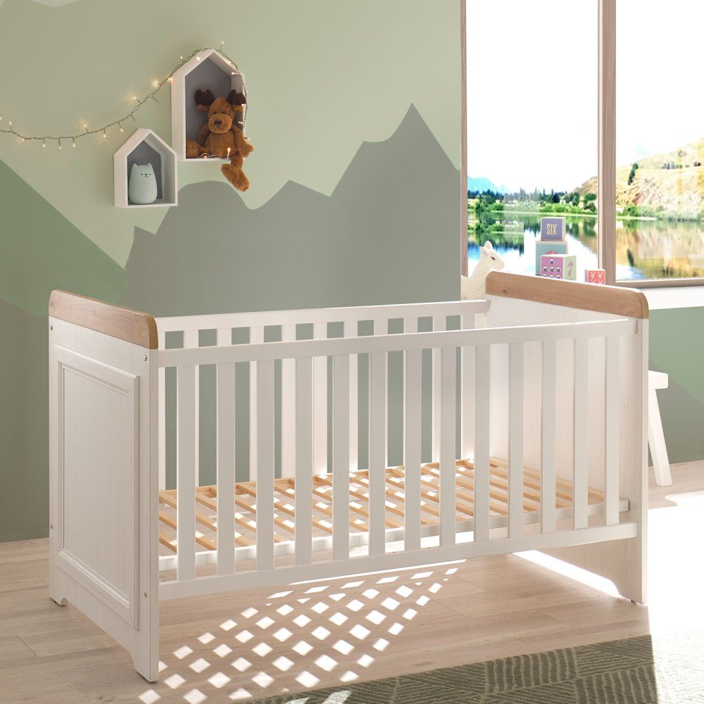 Lomadox Babyzimmer-Komplettset JASPER-78, (5-tlg), Anderson Nb. Eiche weiß, Nb., 5-teilig Pine