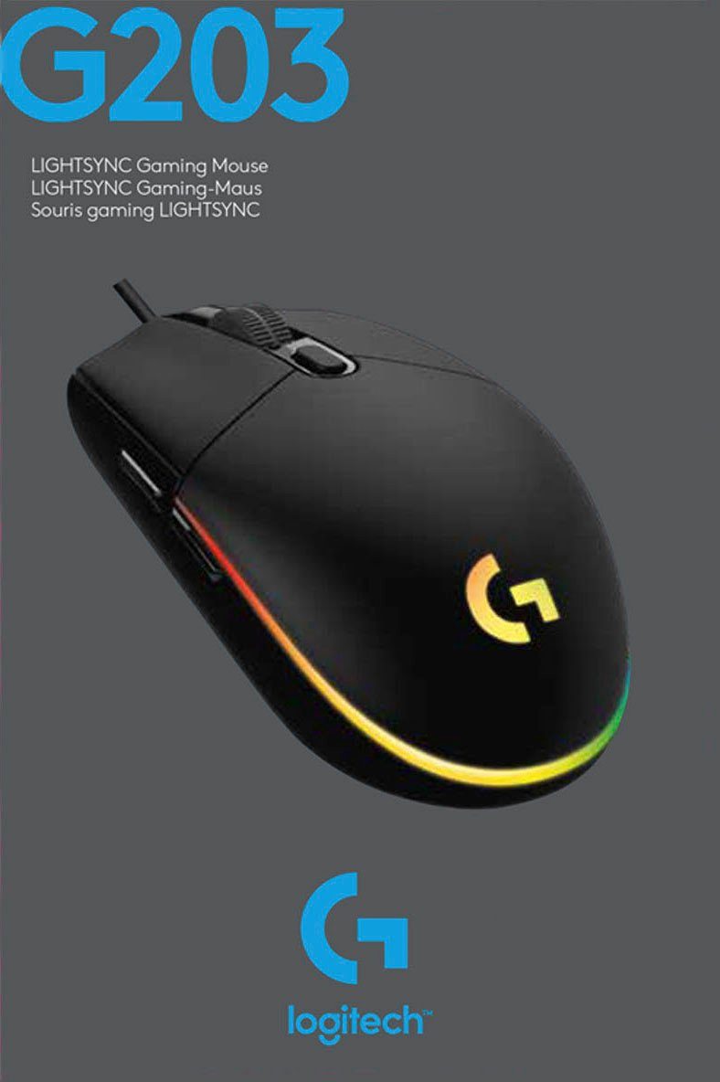 Logitech G203 LIGHTSYNC Gaming-Maus (kabelgebunden, schwarz dpi) 1