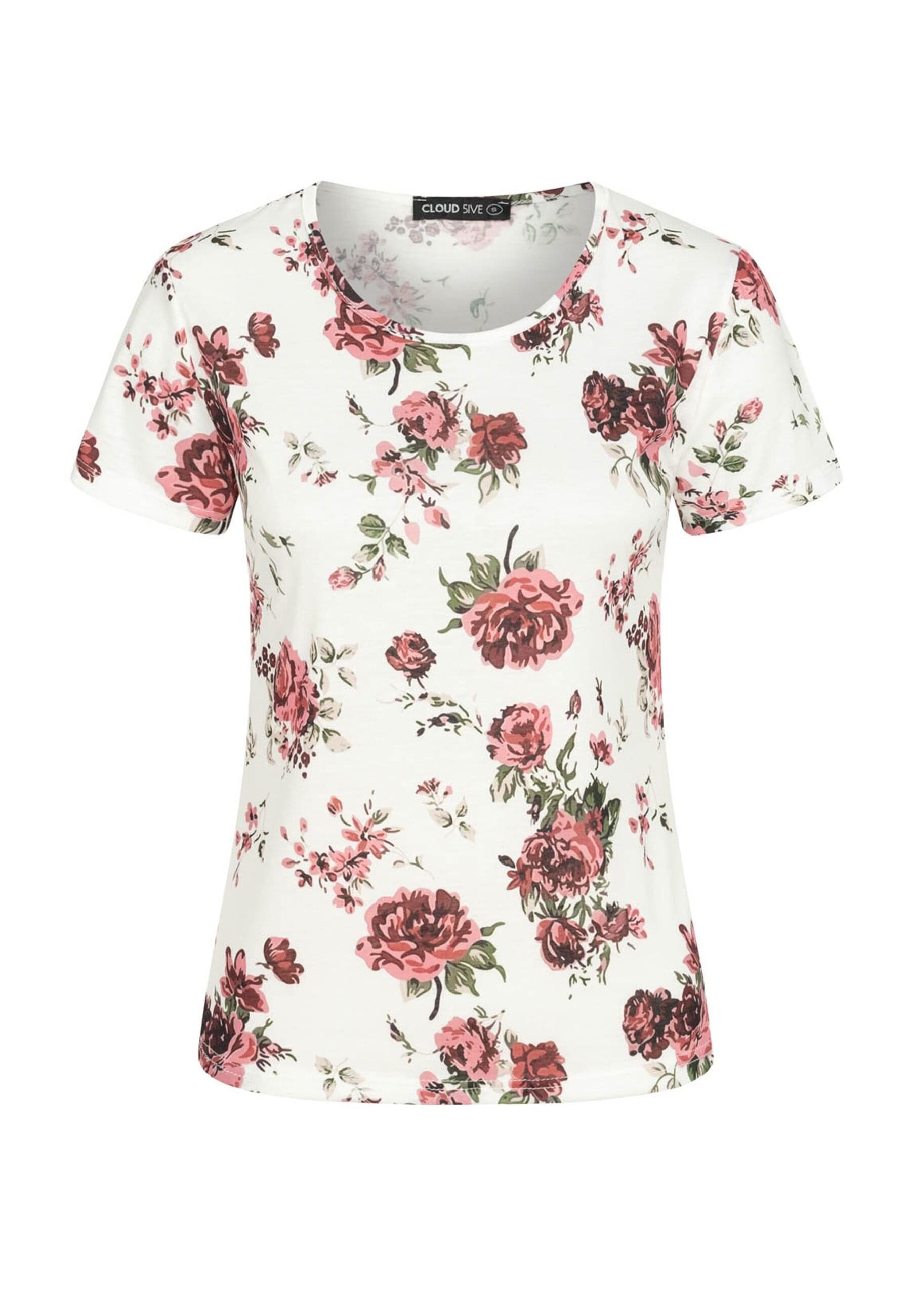 CLOUD 5IVE T-Shirt CLOUD 5IVE T-Shirt mit Blumenprint und Rundhals (1-tlg) günstig online kaufen
