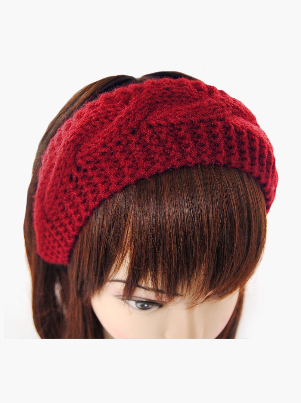 axy Haarreif Haarreif Damen Rot Breiter Gestricktes, Haarreifen Vintage Stirnband Haarreif Haarband Strickoptik in