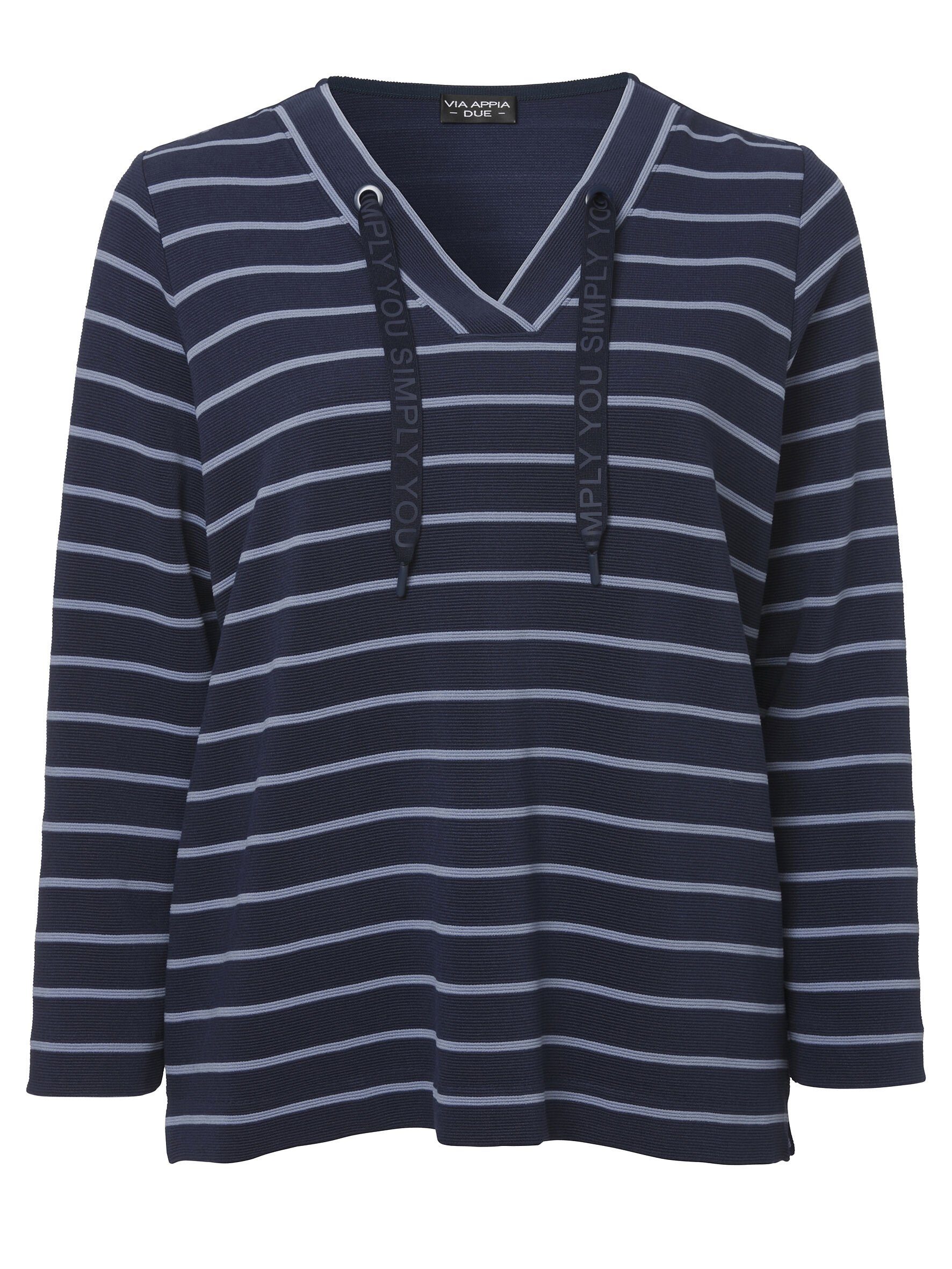 VIA APPIA DUE Sweatshirt Sportives Sweatshirt mit gestreiftem Allover-Muster indigo / rauchblau