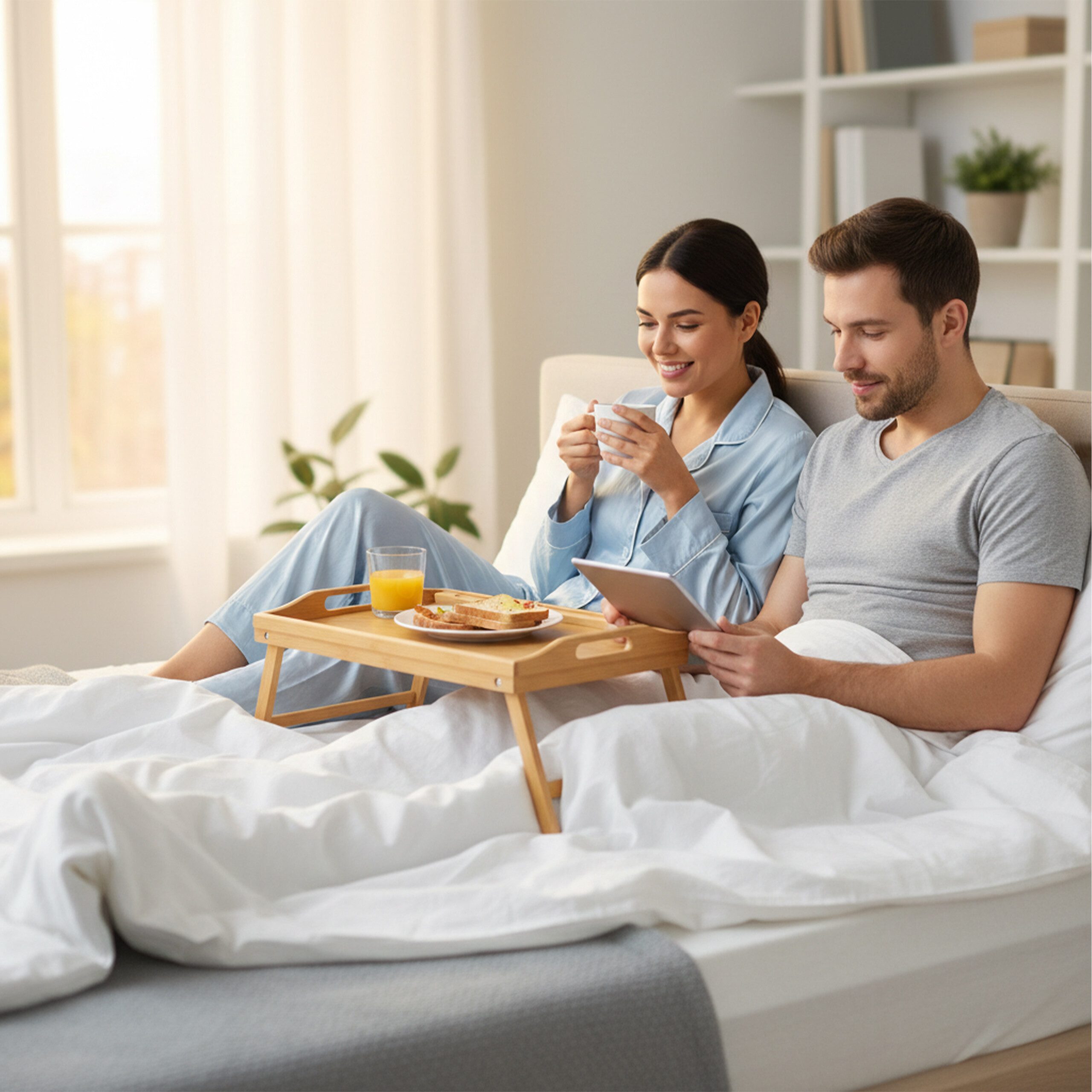 relaxdays Tablett Klappbares Betttablett aus Bambus, Bambus, (1-tlg), natur – Bild 3 von 5