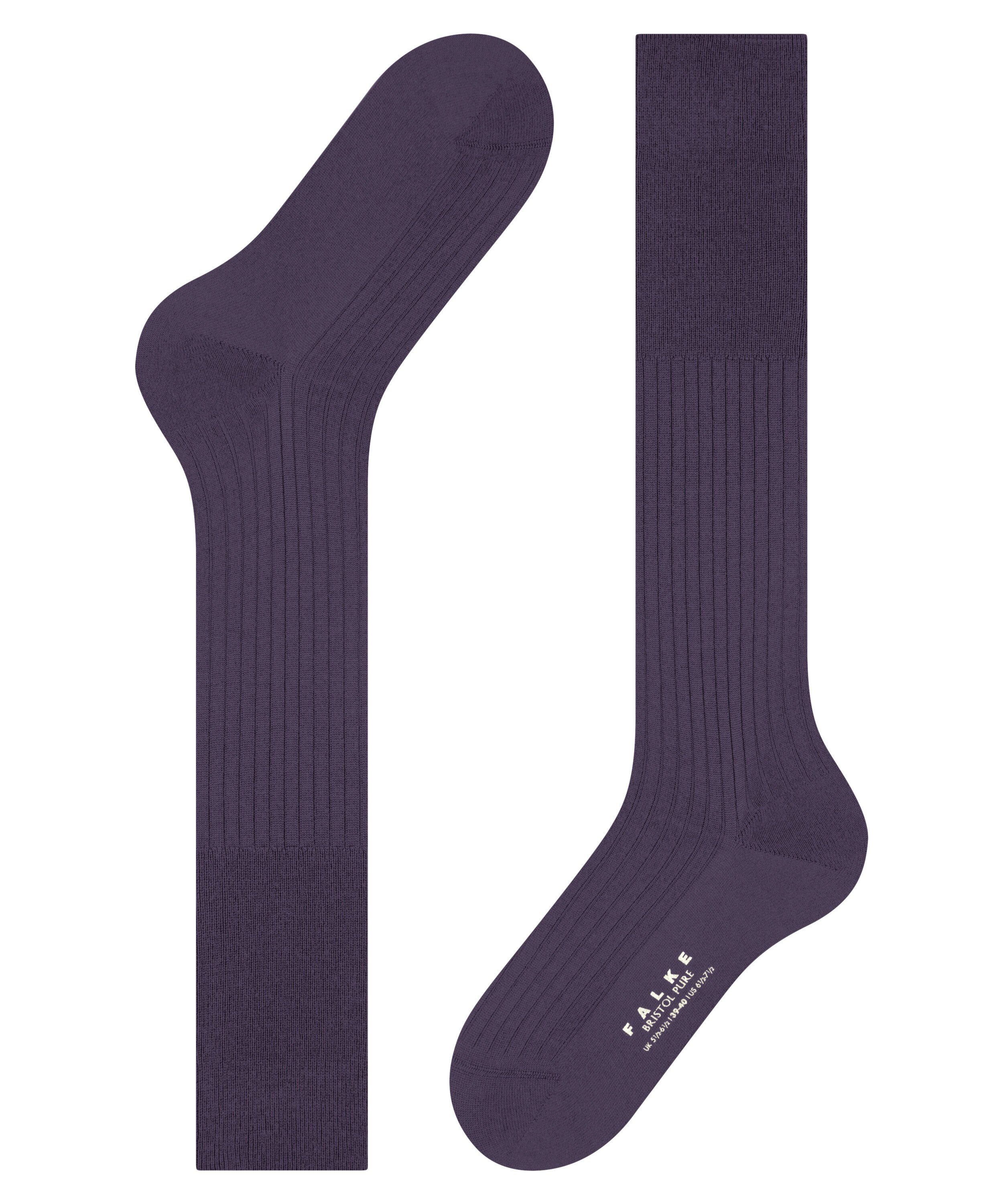 Pure mit amethyst Kniestrümpfe (1-Paar) FALKE Bristol (8635) Schurwolle