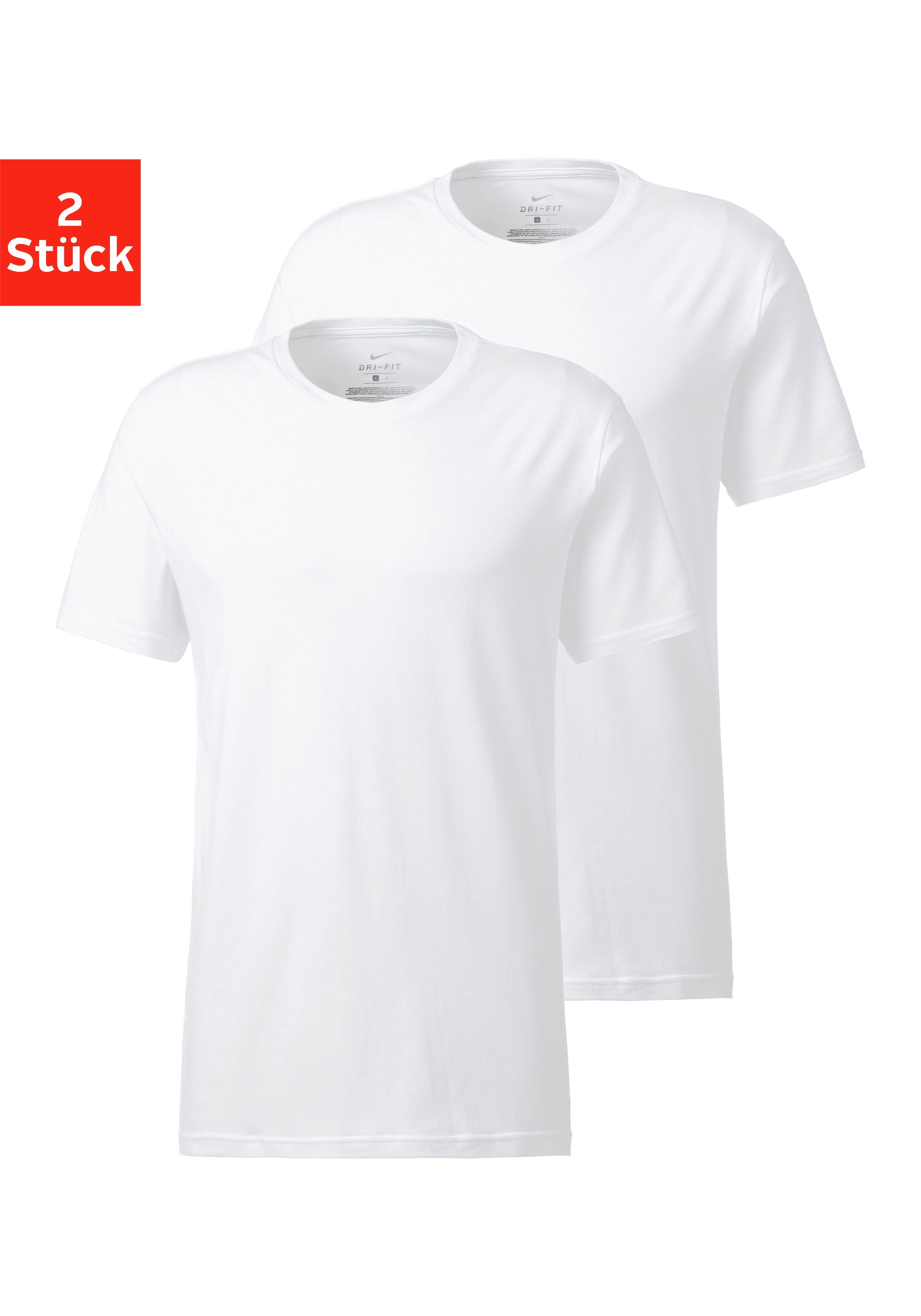 Bis zu 90 % Rabatt! NIKE Underwear Rundhalsshirt elastischer weiß Qualität (2er-Pack) aus