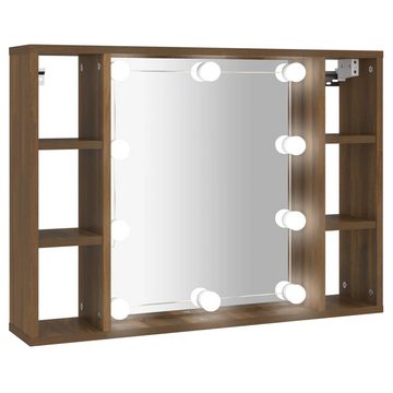 vidaXL Badezimmerspiegelschrank Spiegelschrank mit LED Braun Eichen-Optik 76x15x55 cm (1-St)
