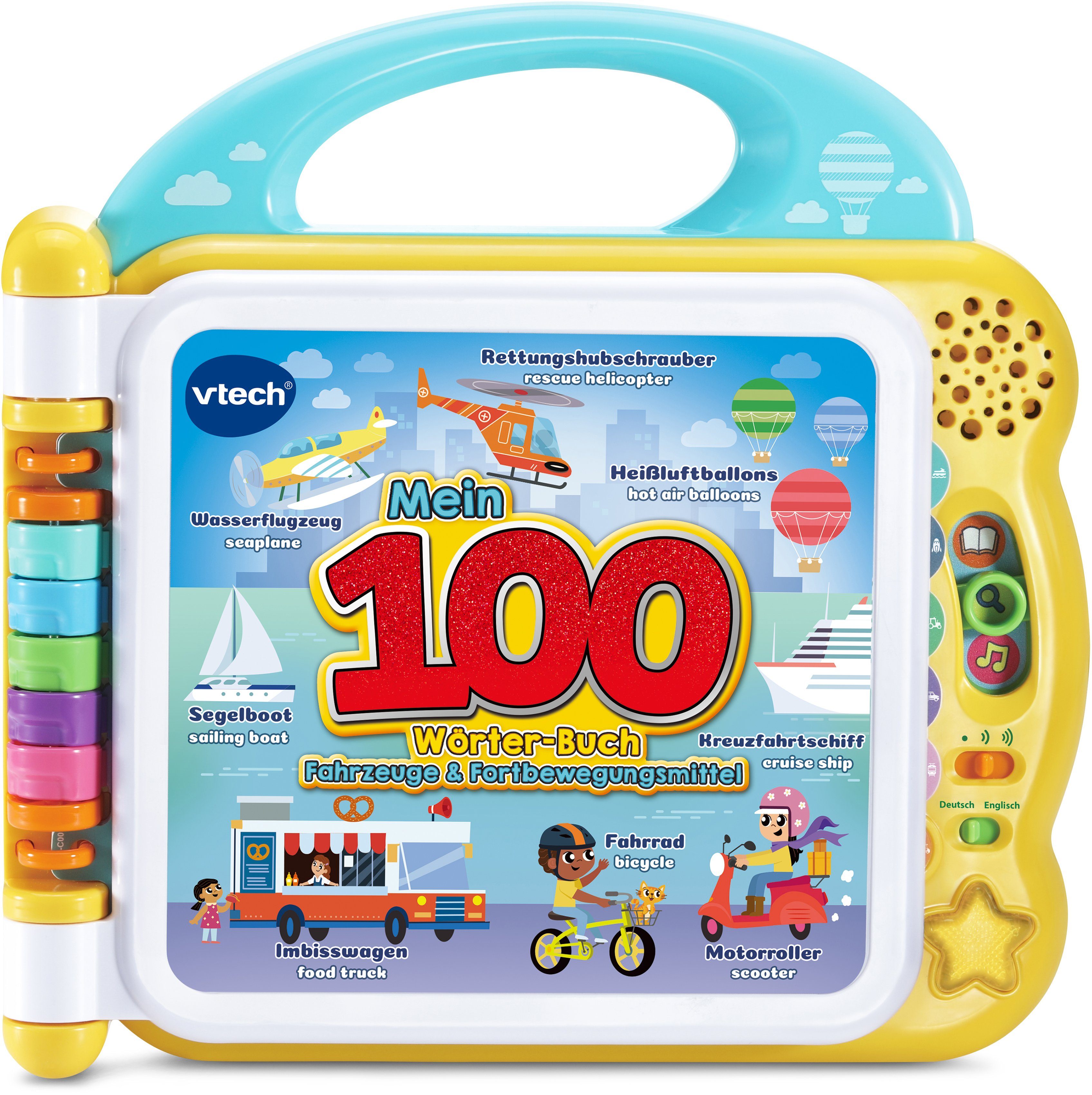 Vtech® Kinderbuch VTechBaby, Mein 100-Wörter-Buch Fahrzeuge & Fortbewegungsmittel, mit Sound