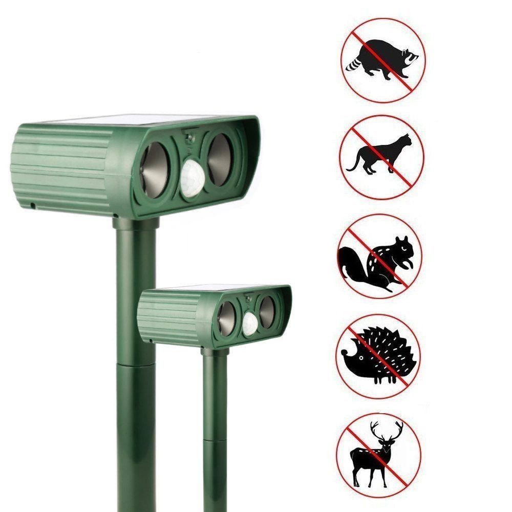 Ultraschall-Tierabwehr Ultraschall Katzenschreck, mit Bewegungsmelder und LED Blitz