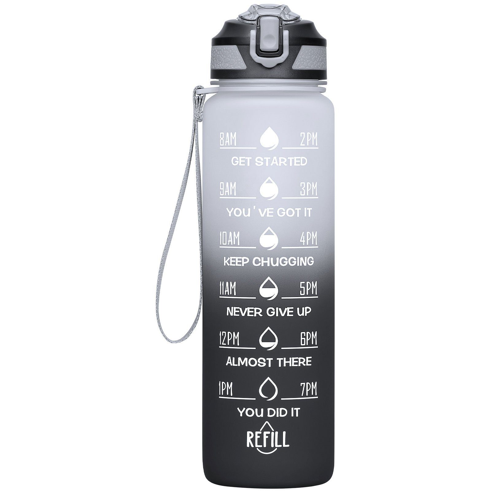 HAUSS SPOLE Trinkflasche Sport Wasserflasche Auslaufsicher Sportflasche, Zeitmarkierung und Strohhalm Fitness Outdoor Camping Fahrrad Wandern