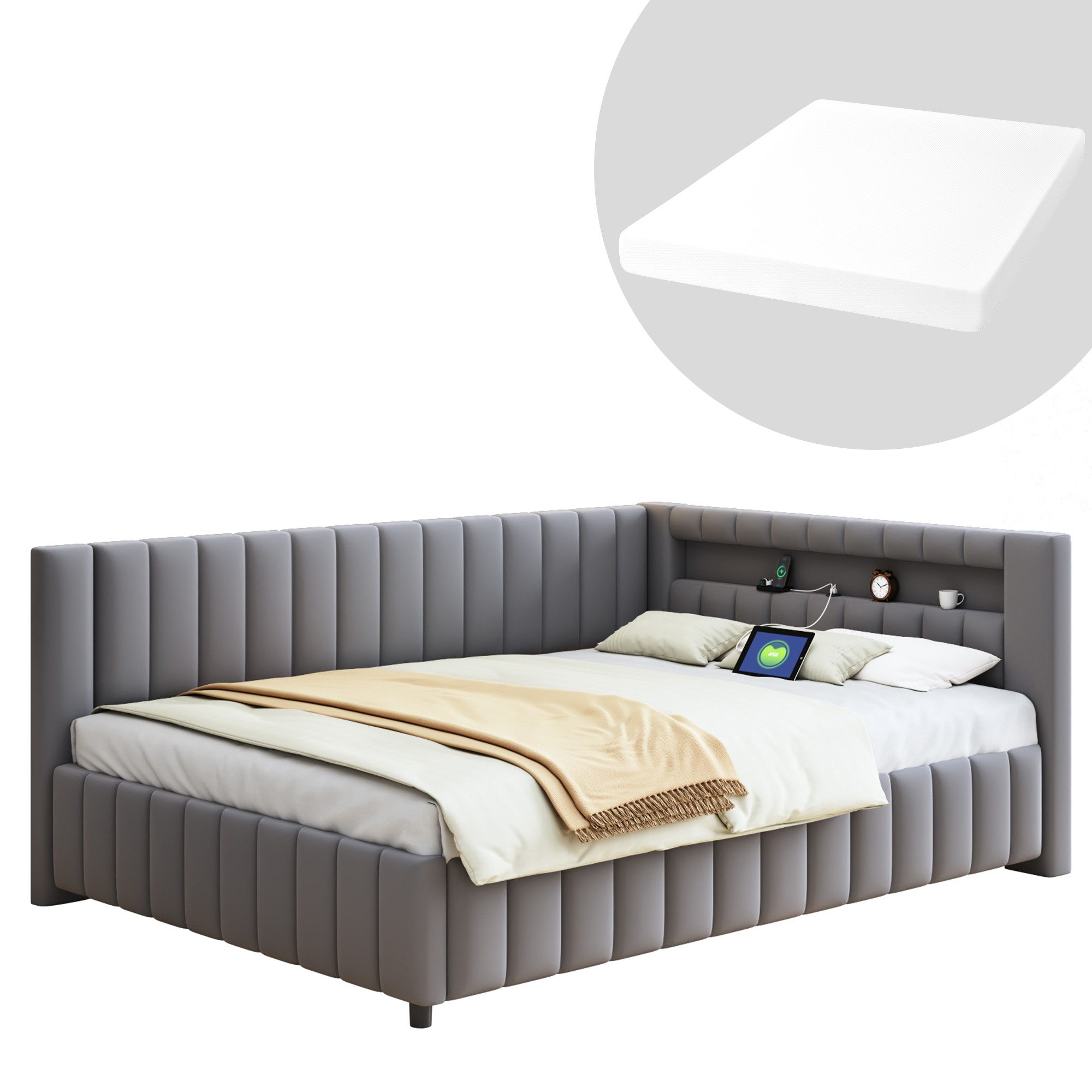 HAUSS SPOLE Schlafsofa 140x200 mit LED-Licht, günstig online kaufen