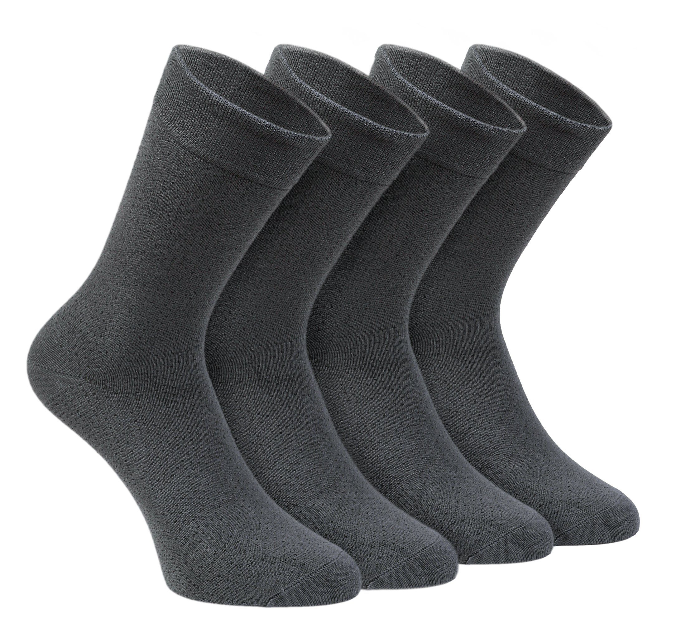 NoblesBox Socken Damen und Herrensocken (Box, 4-Paar) Arbeitssocken, Bambussocken Grau