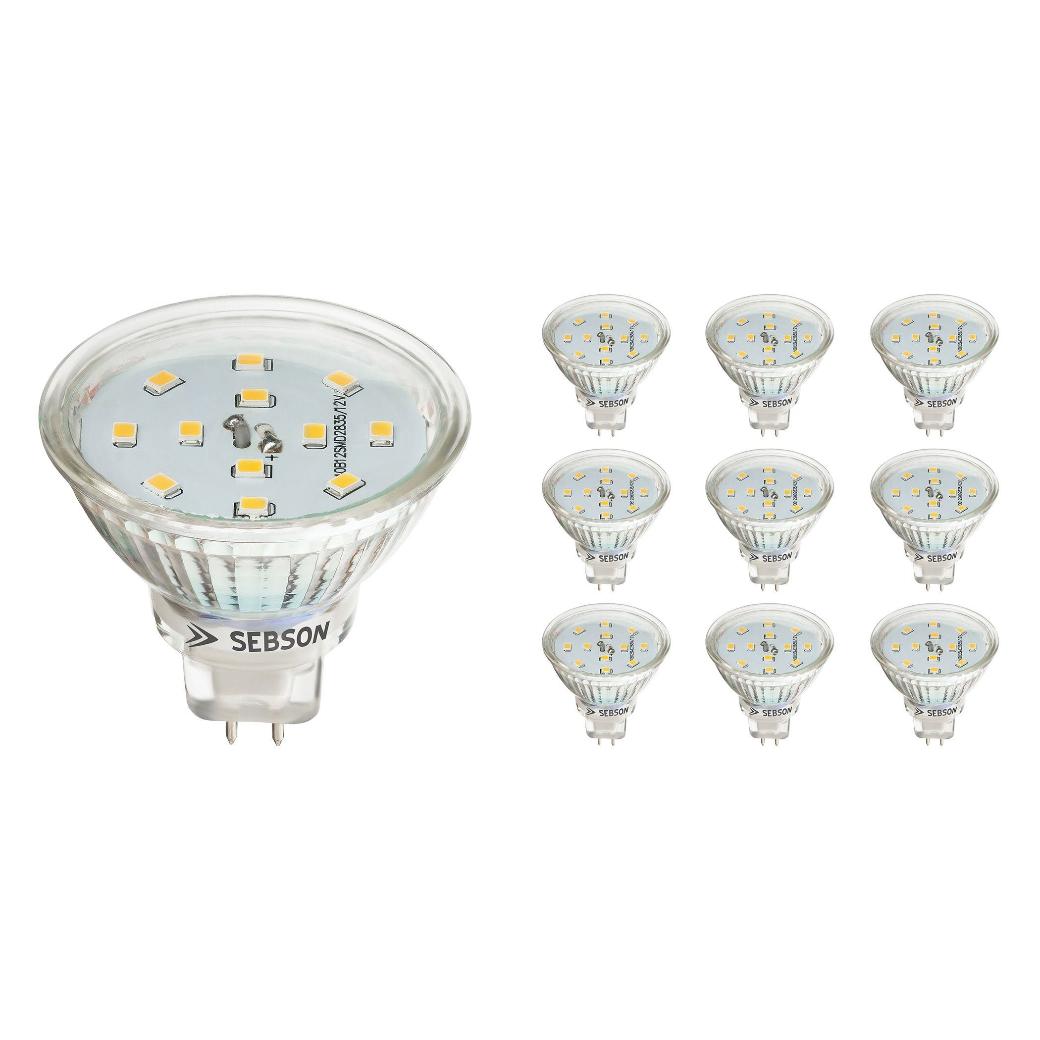 SEBSON LED-Leuchtmittel LED Lampe GU5.3 / MR16 5W warmweiß 3000K 12V Leuchtmittel - 10er Pack