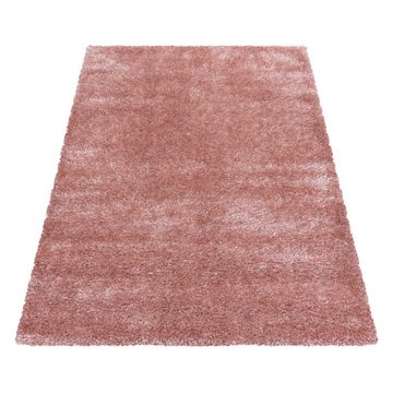 Teppich Unicolor - Einfarbig, Teppium, Rechteckig, Höhe: 50 mm, Teppich Wohnzimmer Einfarbig Rosa, Langflor Shaggy Flauschig Weich