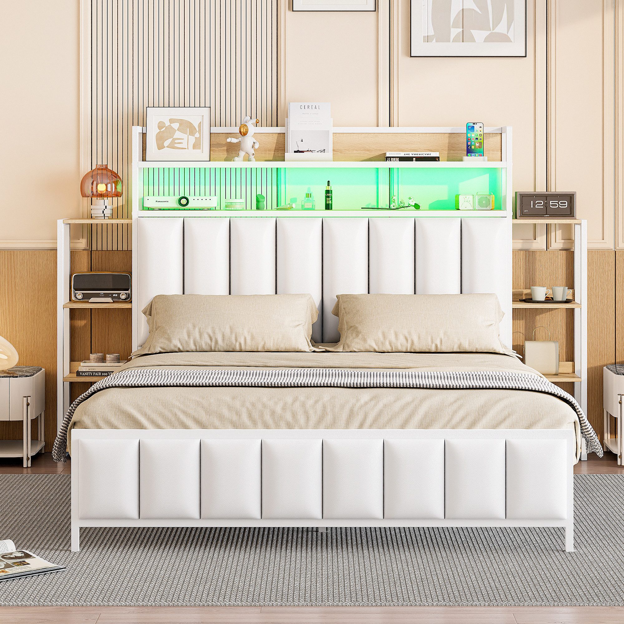 REDOM Polsterbett Metallbett Funktionsbett Eisenbett Stauraumbett günstig online kaufen